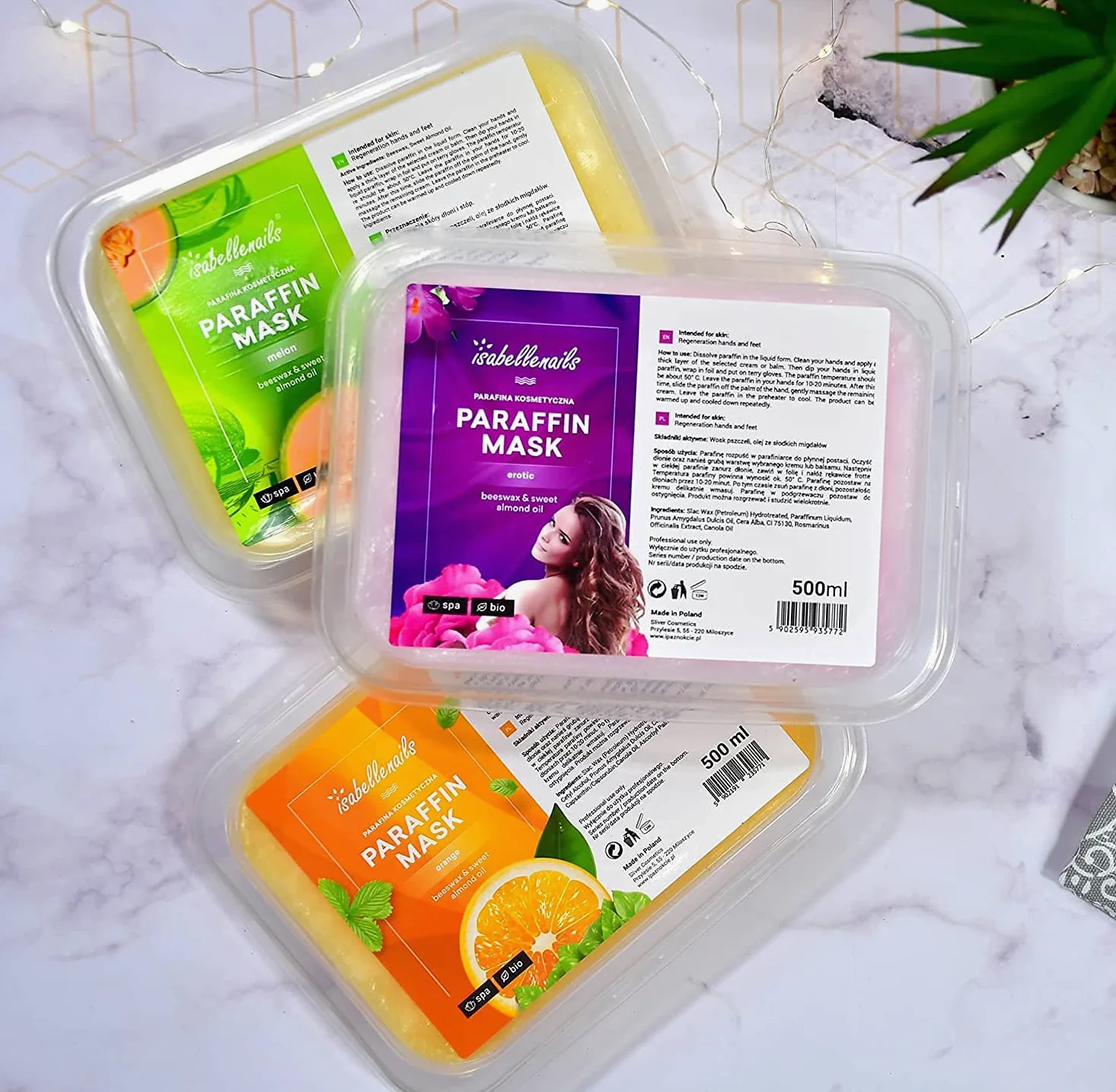 4 x 500 ml wosku parafinowego do kąpieli parafinowej do rąk i stóp, róża