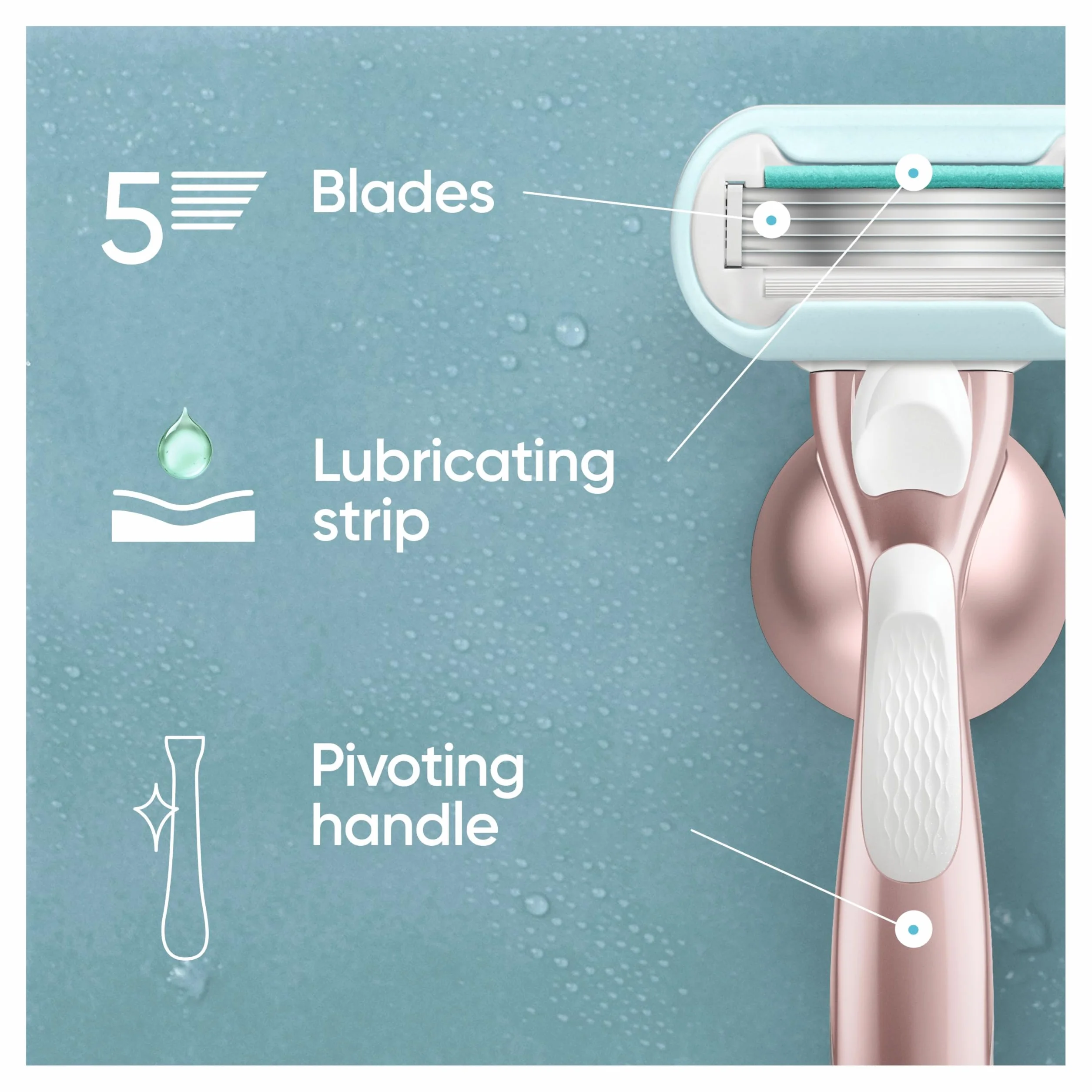 Gillette Venus Deluxe Smooth Sensitive maszynka do golenia dla kobiet, 3 wkłady do maszynki do golenia, metalowy uchwyt w kolorze różowego złota, Lubrastrip z odrobiną aloesu, golarki dla kobiet o