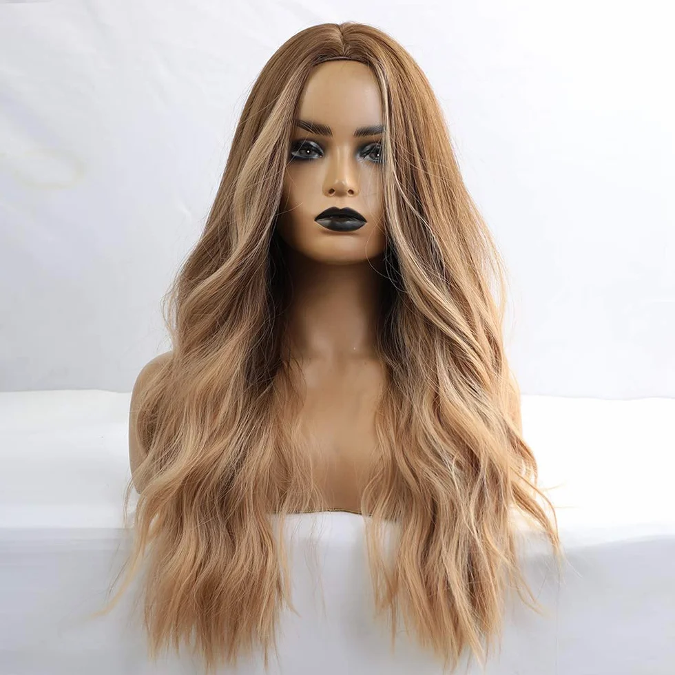 HAIRCUBE Długa Kręcona Peruka Damska 61 cm Brązowa Syntetyczna