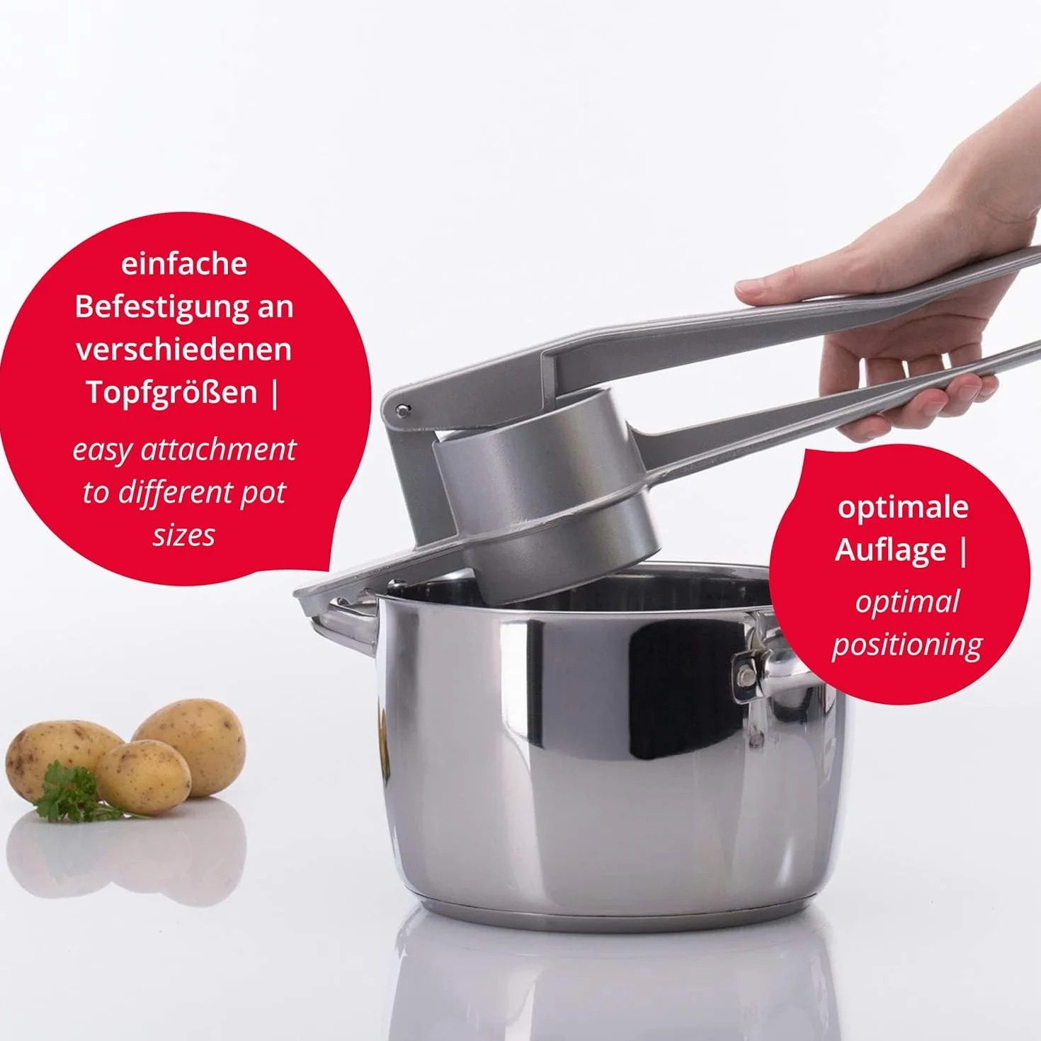 Westmark Prasa do ziemniaków i makaronu, Specjalne oczka do wyrobu domowego makaronu, Odlew aluminiowy, Długość: 41 cm, Spätzlepress, Srebrna, 61202260