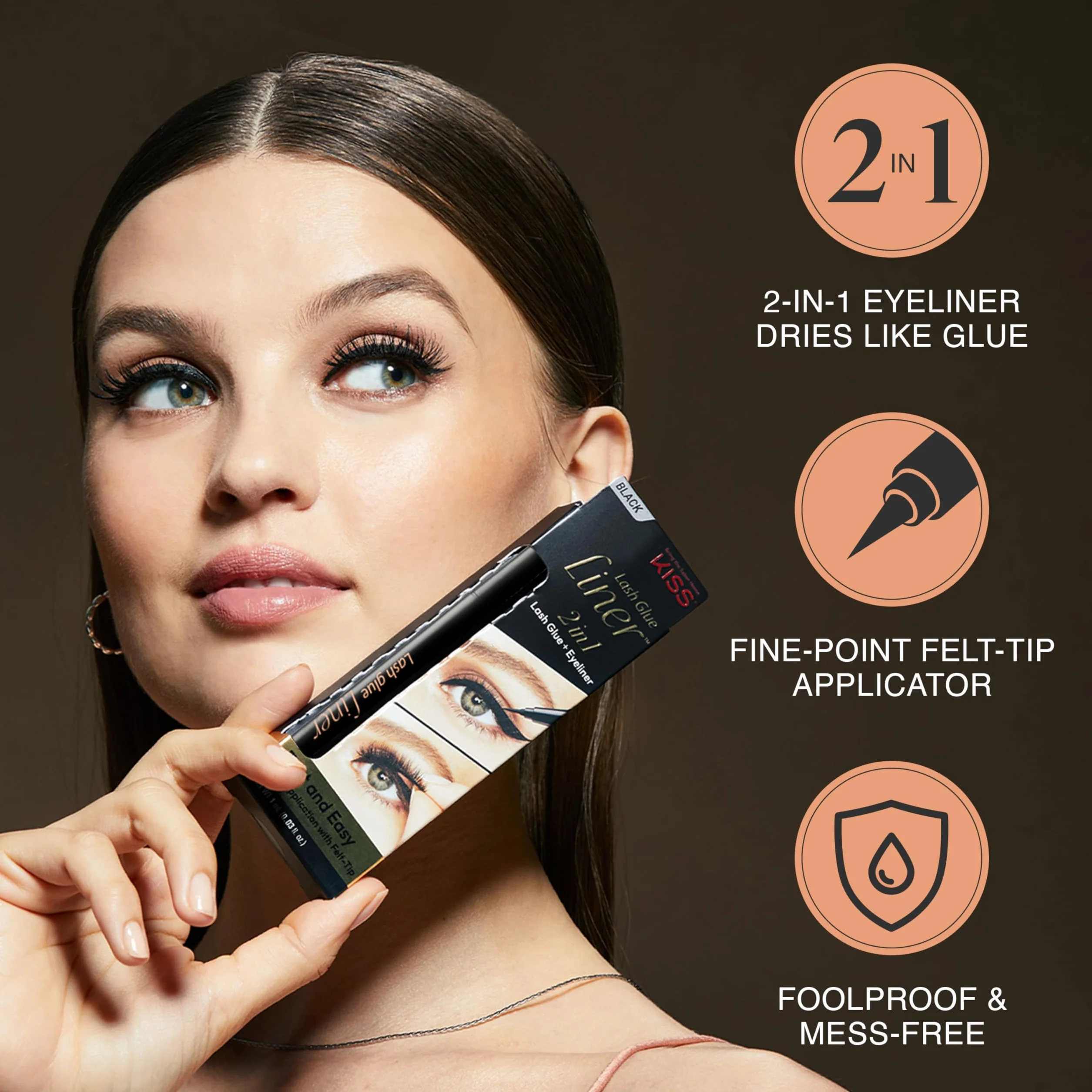 Kiss Klej do rzęs Eyeliner, czarny, 0.7ml