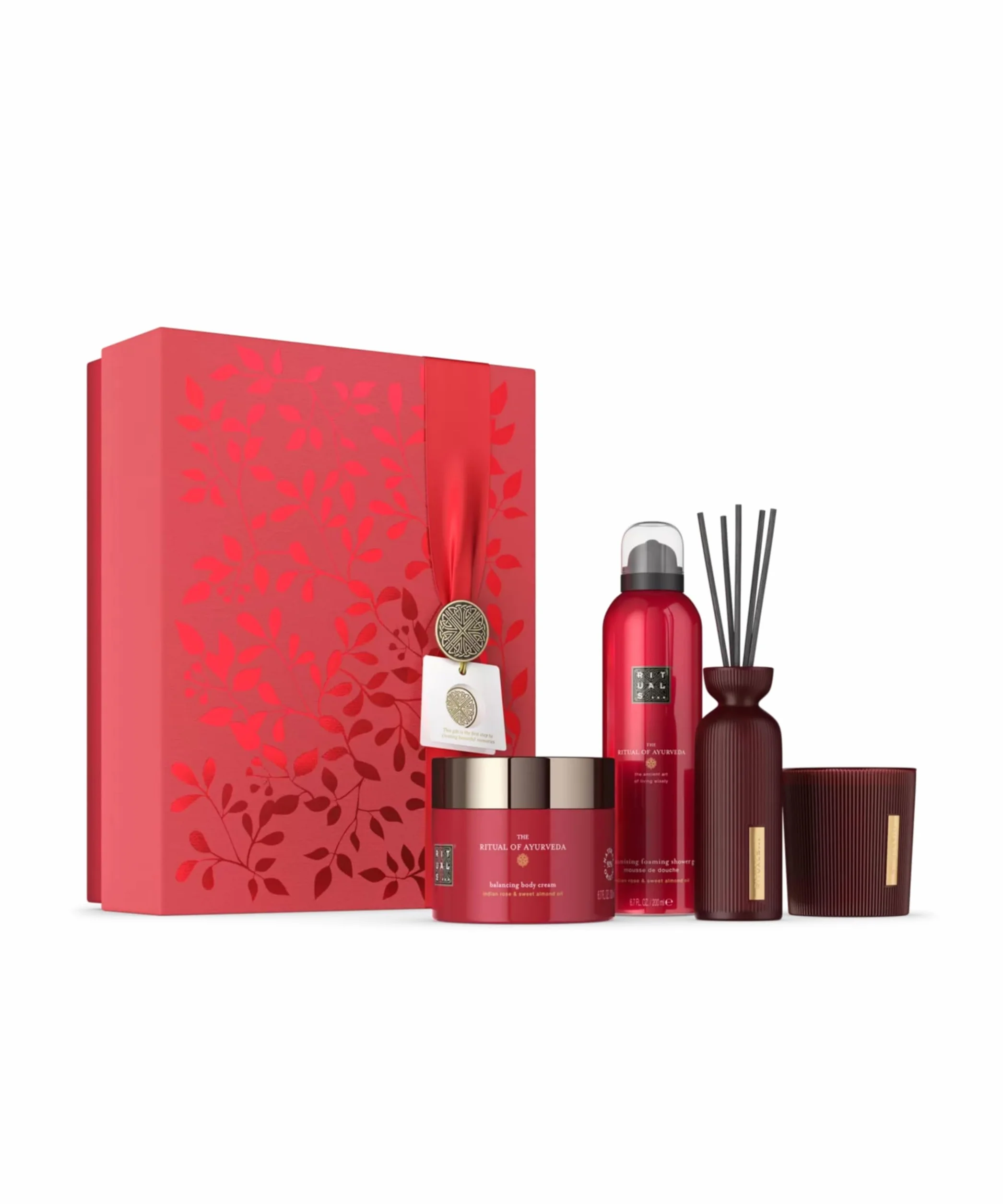 RITUALS Zestaw upominkowy Rytuał Ajurwedy duży pudełko prezentowe z produktami do pielęgnacji ciała z indyjskim olejkiem różanym i słodkimi migdałami harmonijny zapach