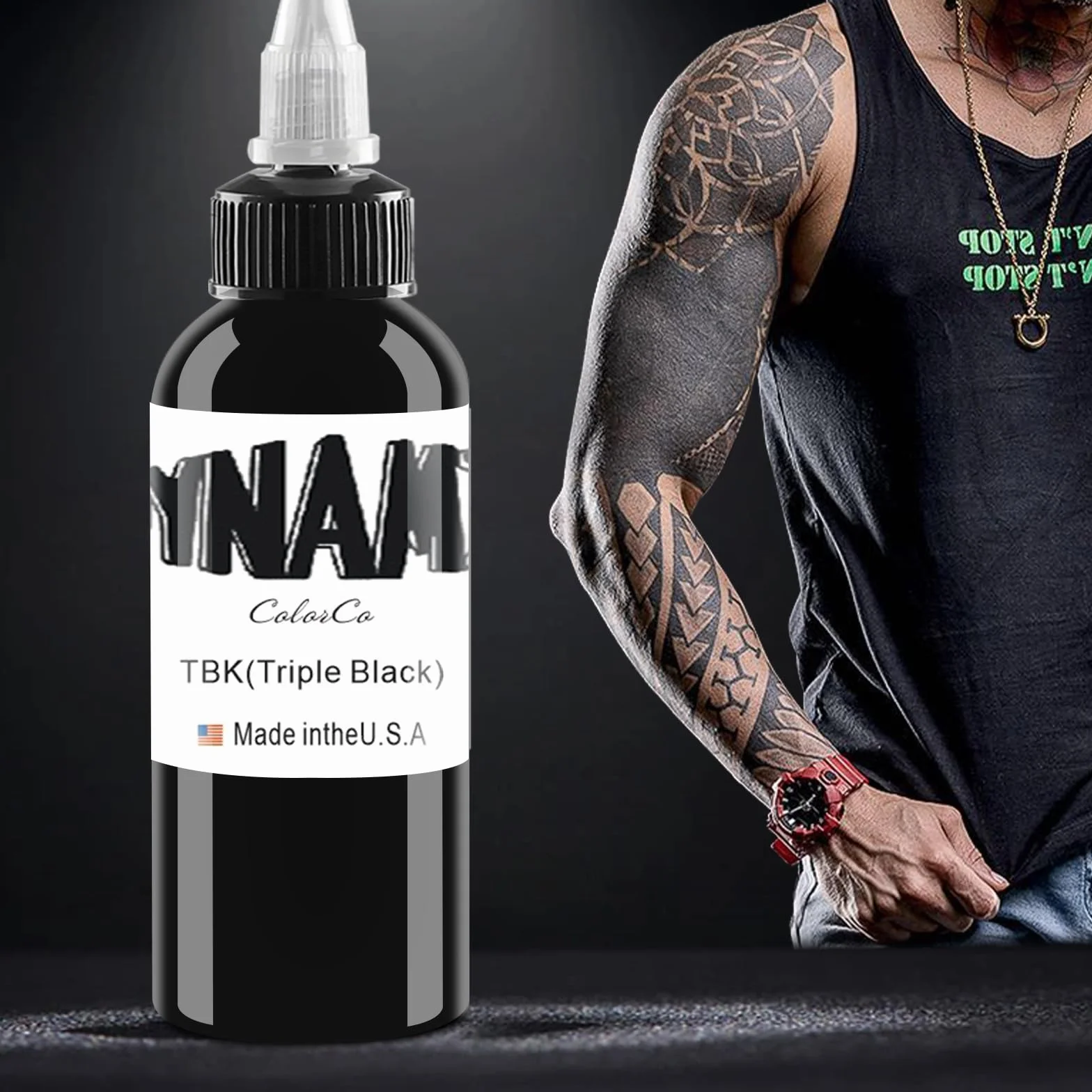UMIKAkitchen 2 butelki czystego czarnego tuszu – tusz do tatuażu, tusz do tatuażu True Black do ludzkich tatuaży lub skóry eksperymentalnej (30 ml)