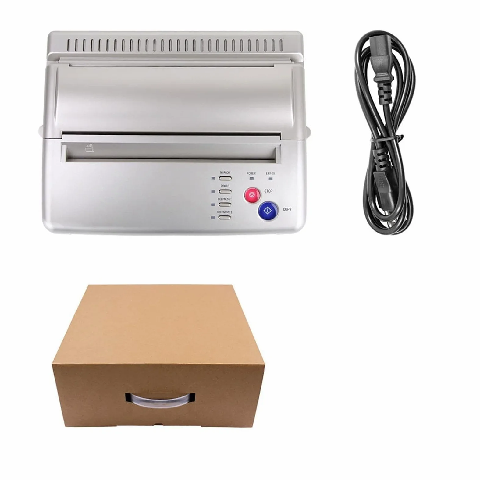 Maszyna do transferu tatuażu Kopiuj A4 Drukarka Rysunek Thermal Wzornik Maker Kopiarka Maszyna Przenieś Papier Papier węglowy Solidny sprzęt spawalniczy(Silver)