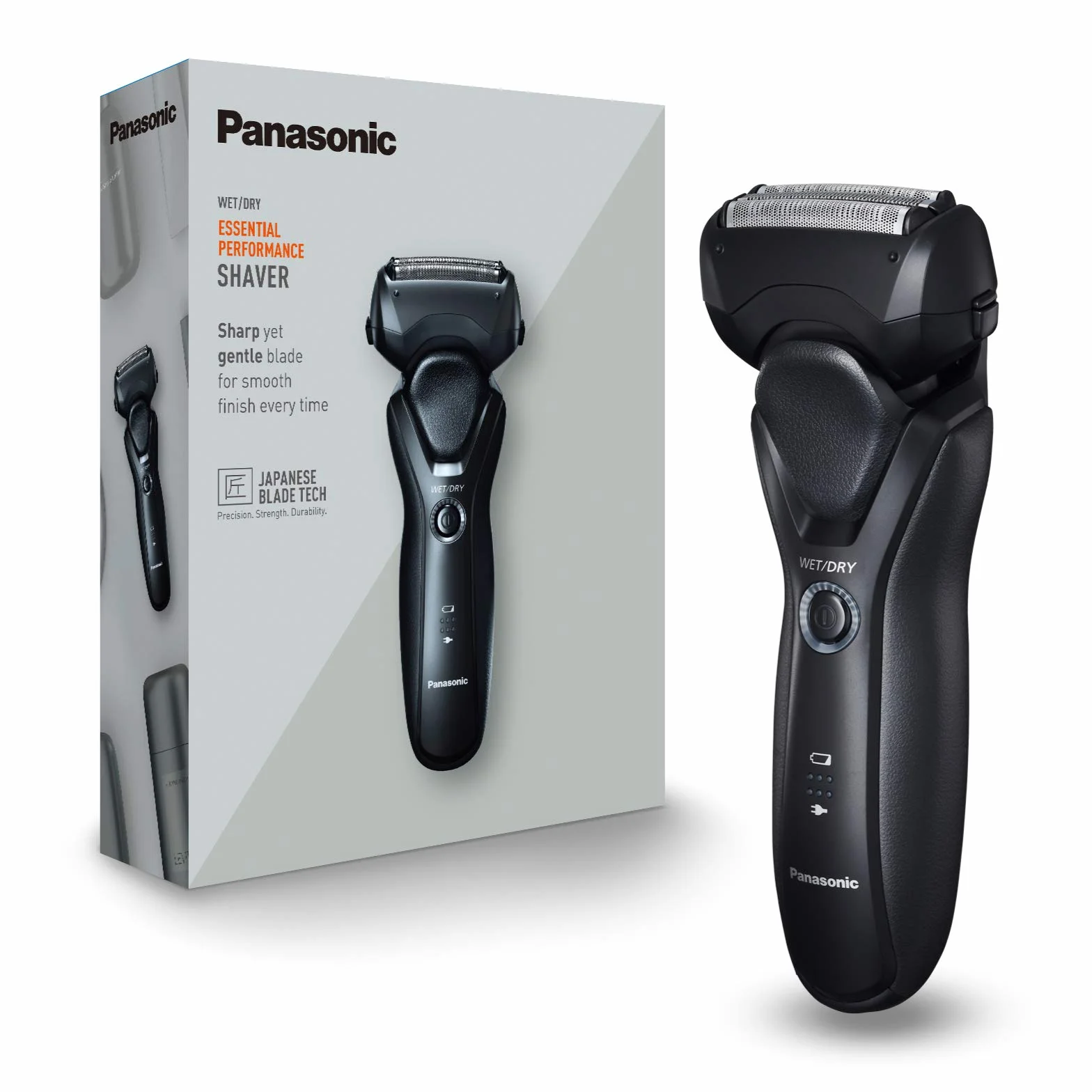 Panasonic Series 500 ES-RT37 3-ostrzowa golarka elektryczna, ostrza z nanoszlifem pod kątem 30°, dokładne ostrza pod kątem 45°, elastyczna obrotowa głowica, czarna