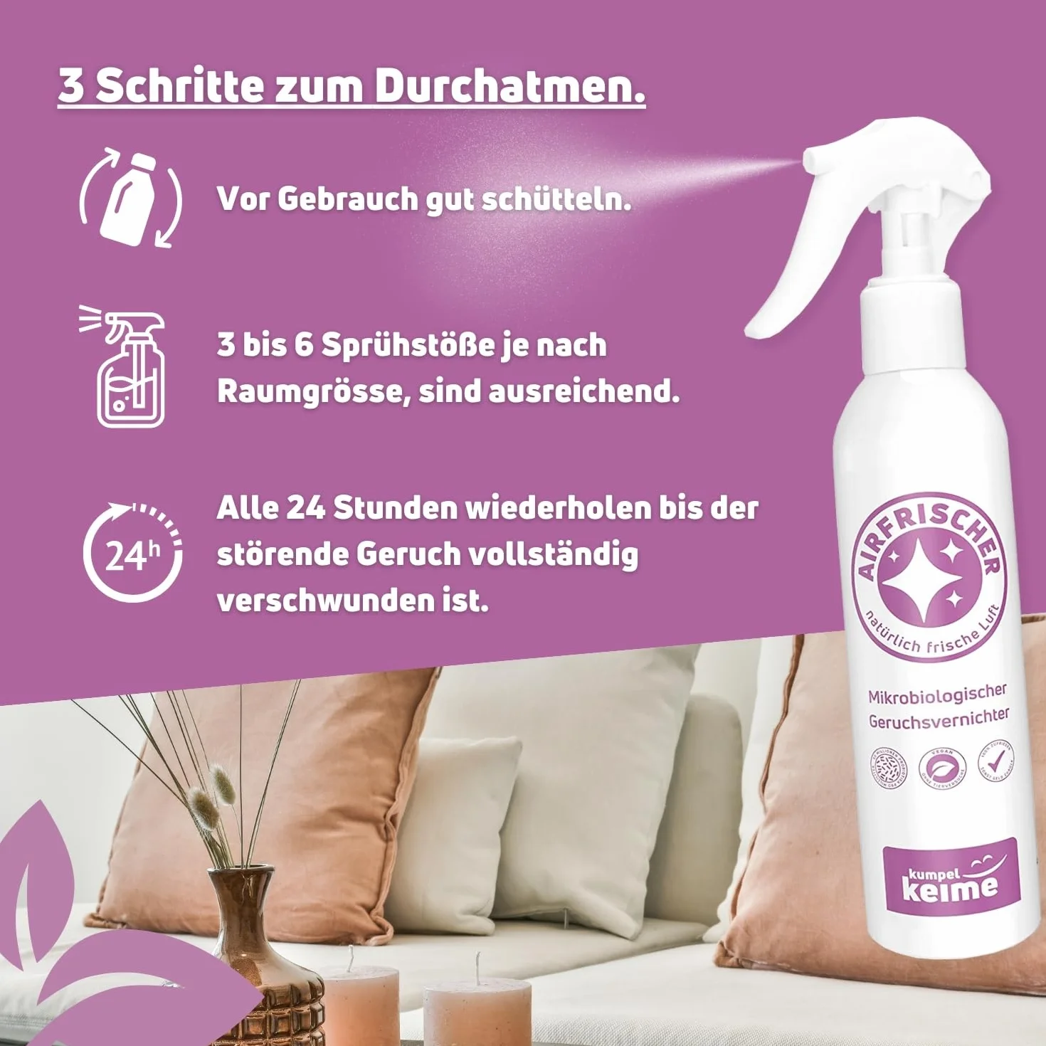 Airfrischer - spray do pomieszczeń mikrobiologicznych - odświeżacz powietrza o zapachu lawendy