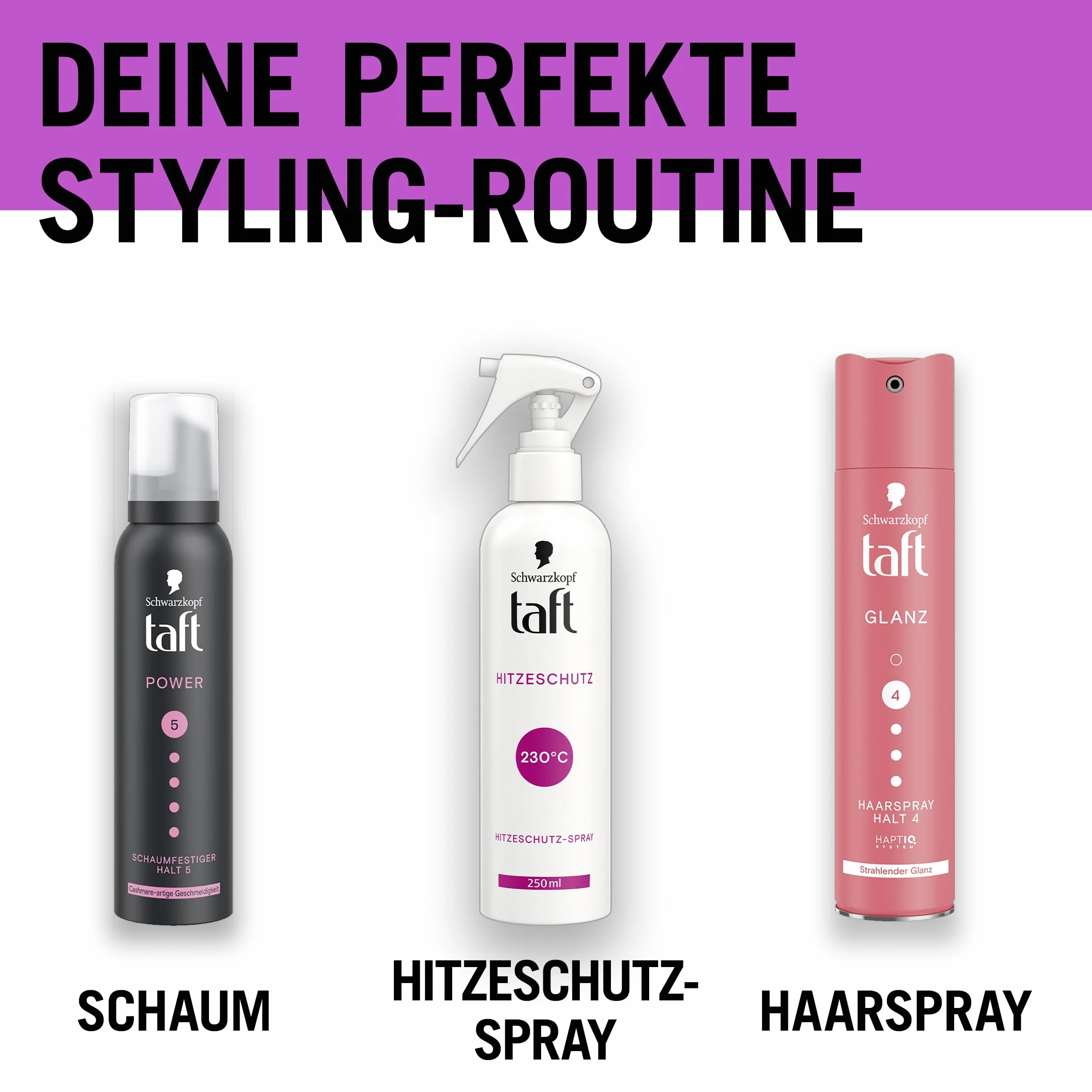 Schwarzkopf Taft spray chroniący przed wysoką temperaturą (250 ml), nadaje się do wszystkich narzędzi do stylizacji włosów, do wszystkich rodzajów włosów z efektem zapobiegającym mechaceniu się i