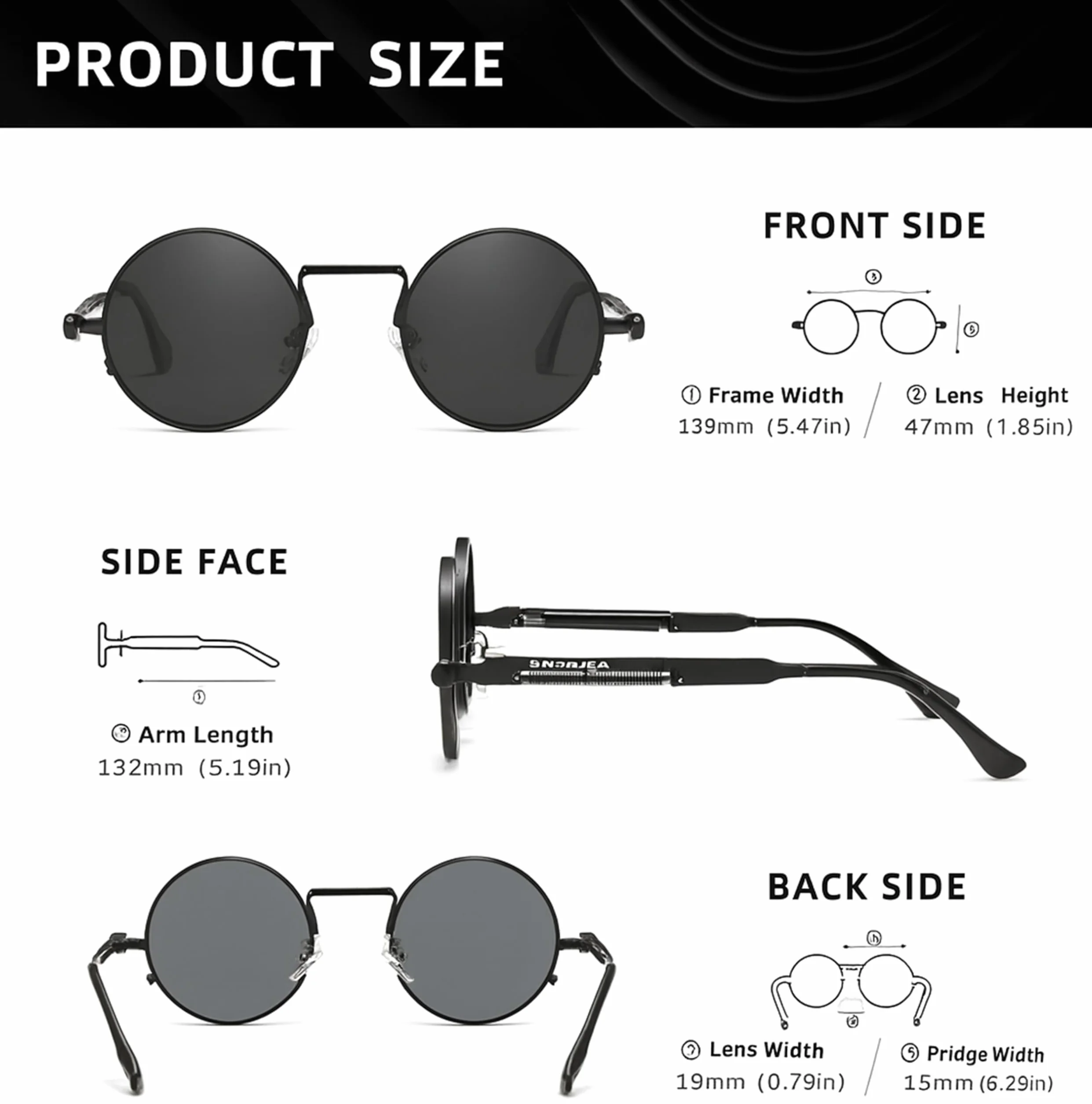 KINGSEVEN OKULARY przeciwsłoneczne Lenon Steampunk Okrągłe Lenonki