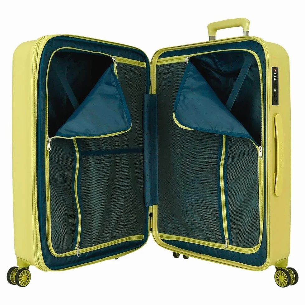 Movom Wood Walizka kabinowa, średnie, duże i zestawy, sztywne ABS zamknięcie TSA, 4 podwójne koła wysuwany bagaż podręczny Joumma Bags, Żółty, 40 x 55 x 20 cm y 45 x 65 x 28 cm, zestaw 2 walizek