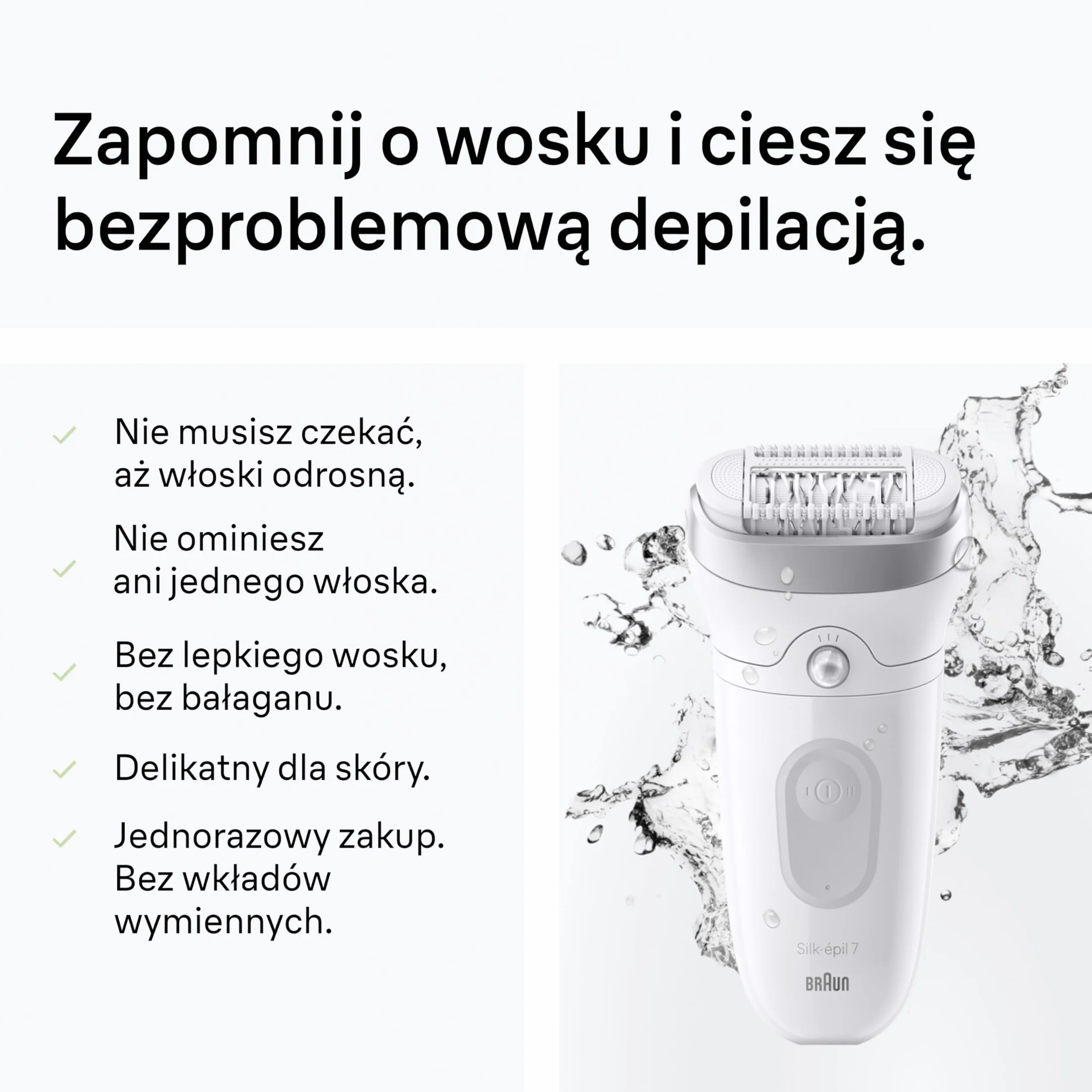 Braun Silk·épil 7 Depilator Szeroką Głowicą Na Mokro I Na Sucho Srebrny