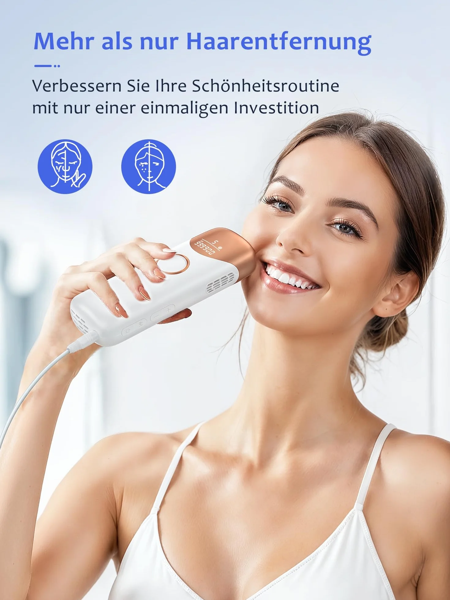 Depilator laserowy 3 w 1 z chłodzeniem lodem, 9 poziomów energii, funkcja HR/SC/RA, 999 900 błysków, depilacja IPL dla kobiet i mężczyzn, pachy, nogi, twarz