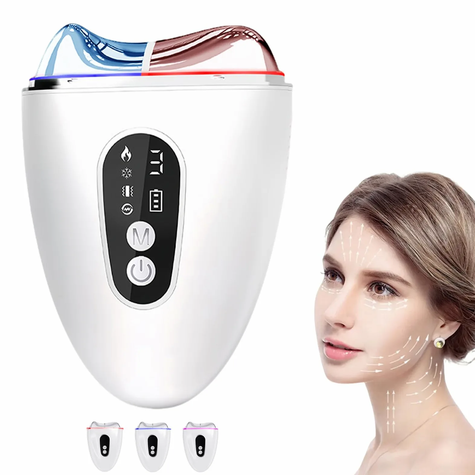 DROMEZ Masażer do Twarzy 4w1, Elektryczny Gua Sha z EMS i Mikroprądami, Urządzenie Kosmetyczne Przeciwzmarszczkowe, Terapia Ciepłem 45°C i Zimnem, Lifting i Ujędrnianie Twarzy oraz Szyi
