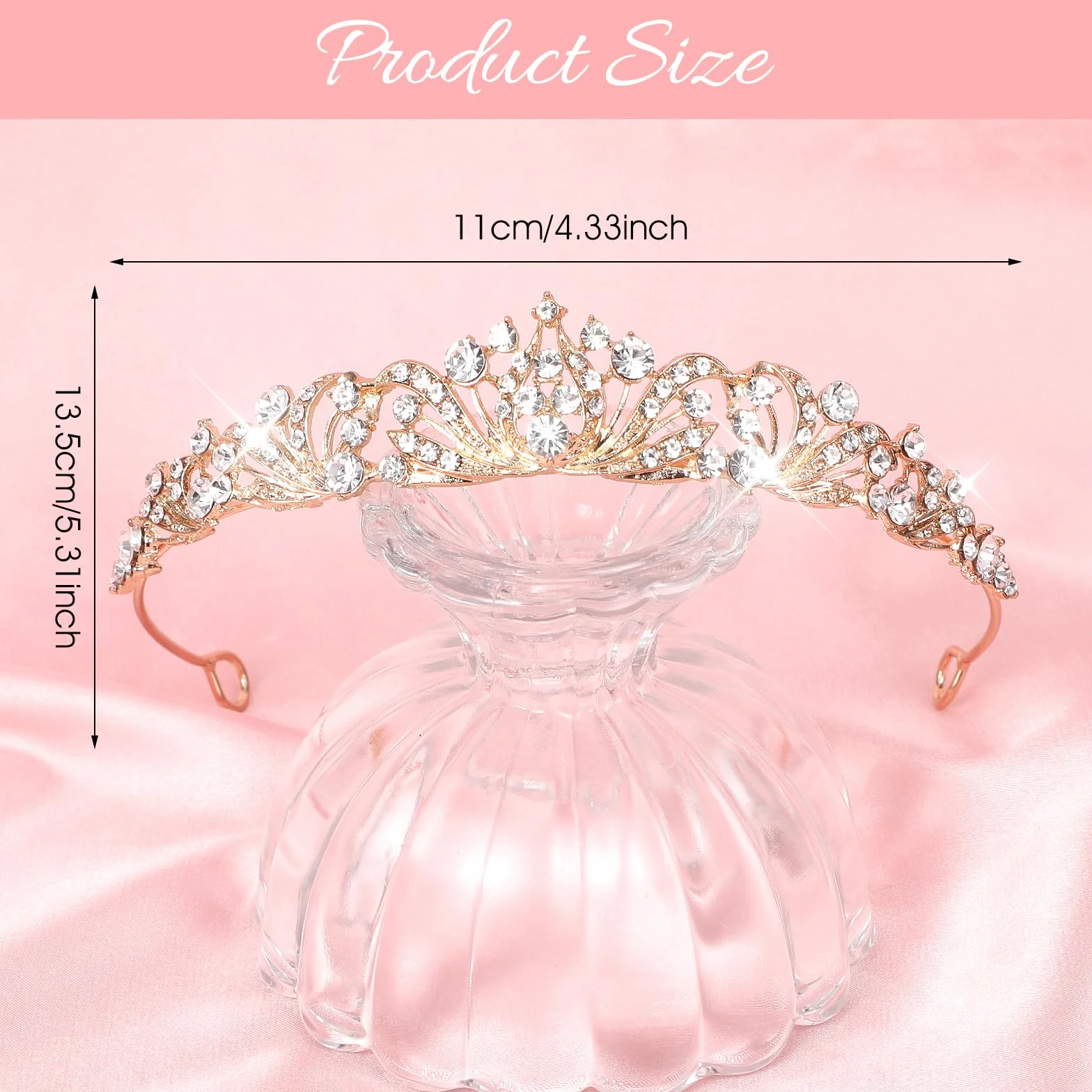 Tyqour Tiara Królowa, Korona Księżniczki, Złota, Diadem dla Panny Młodej, Tiara ze Złotym Strasem, Na Urodziny, Wesele, Bal Absolwentów, Imprezy Księżniczki, Dla Kobiet i Dziewcząt, 13.5 x 11 x 2.6cm
