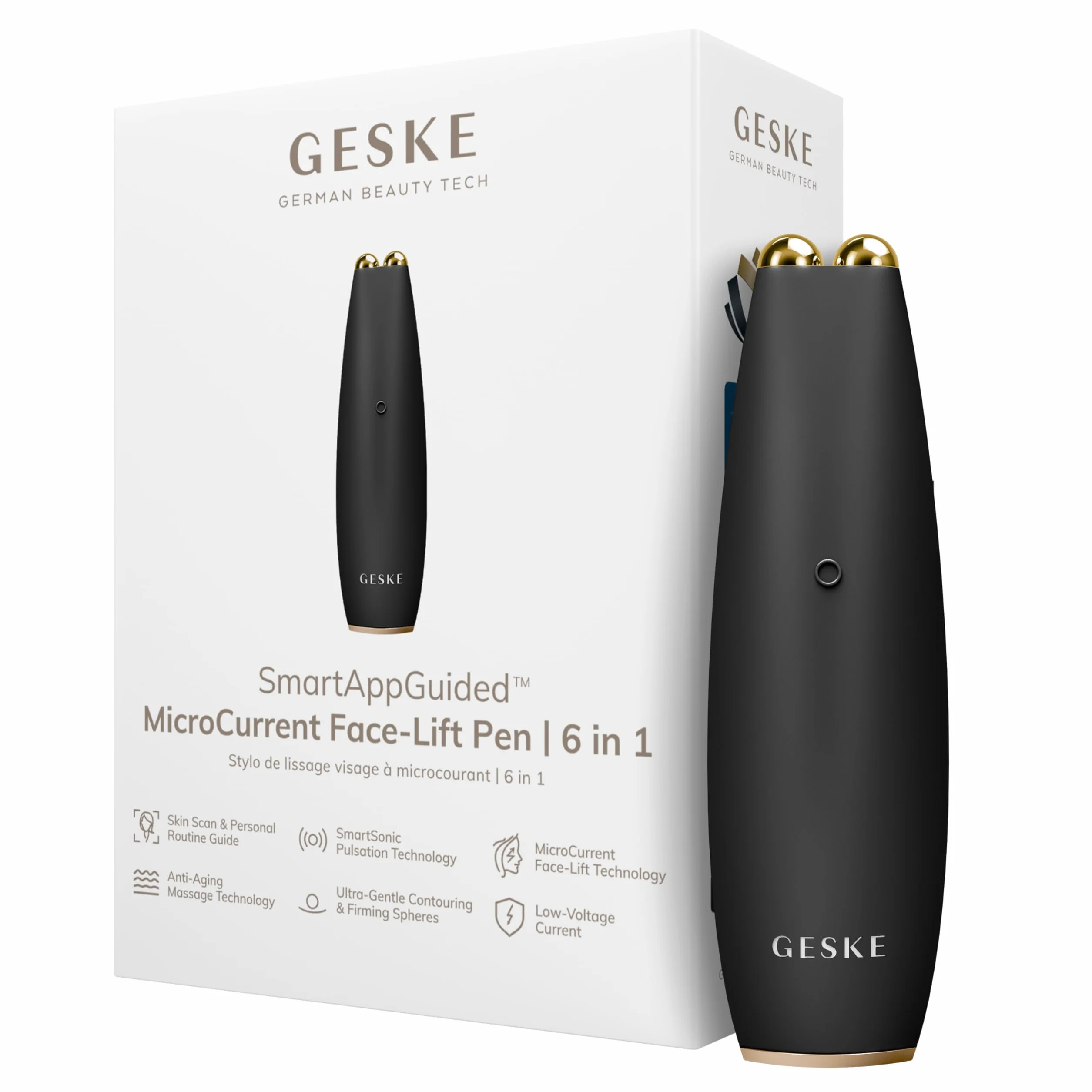 GESKE Pióro do liftingu twarzy SmartAppGuided™ z mikroprądami 6 w 1 Narzędzie do pielęgnacji skóry