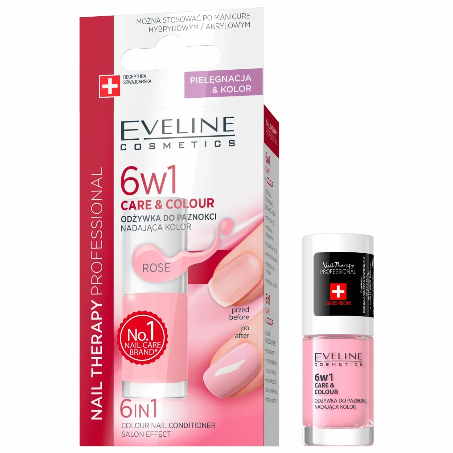 Eveline Cosmetics Nail Therapy Professional Skoncentrowana odżywka do paznokci nadająca kolor 6w1, 5 ml, Rose