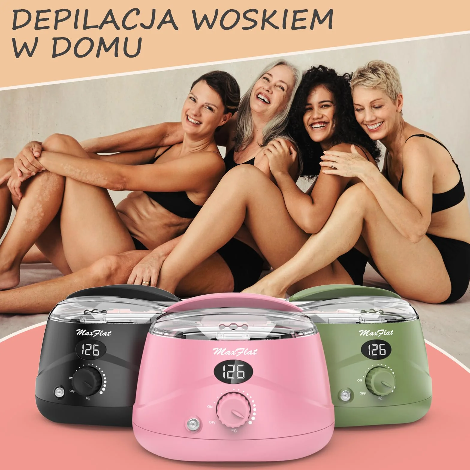 Zestaw do depilacji wosku, podgrzewacz wosku z akcesoriami do woskowania, wosk brazylijski do całego ciała