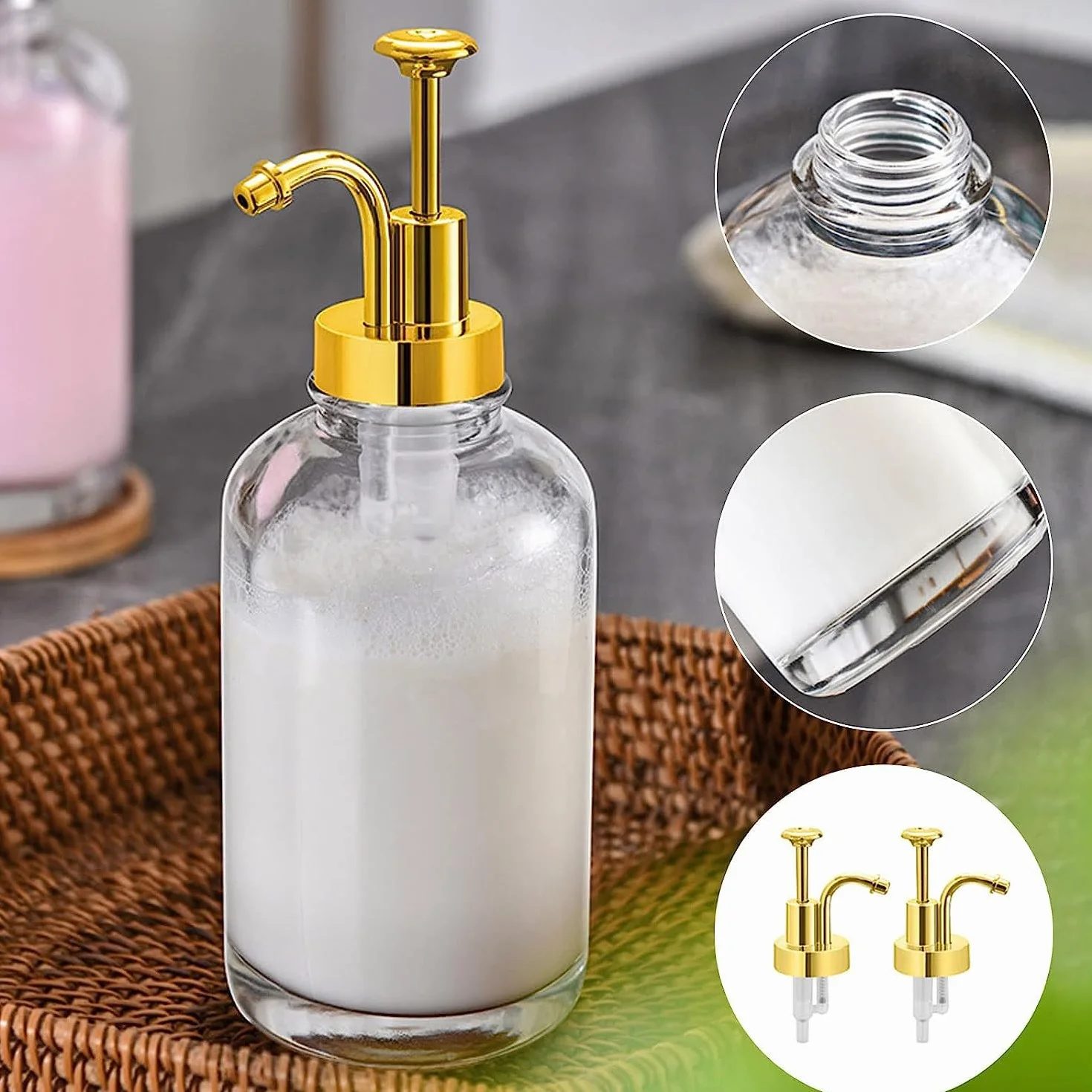 Dozownik syropu kawowego, dozownik syropu 500 ml, szklana butelka syropu z eleganckimi pompkami i 36 etykietami, lejkiem i pompką, dozownik do syropu, dozownik miodu, pompa do syropu kawowego