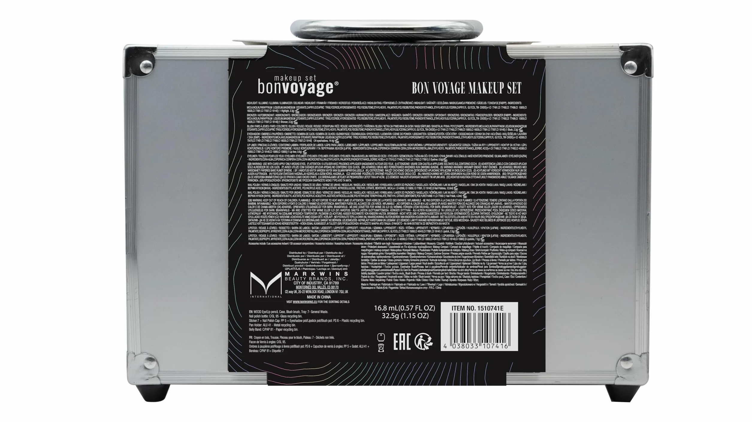 Bon Voyage Zestaw do Makijażu z Lusterkiem Metalowa Walizeczka