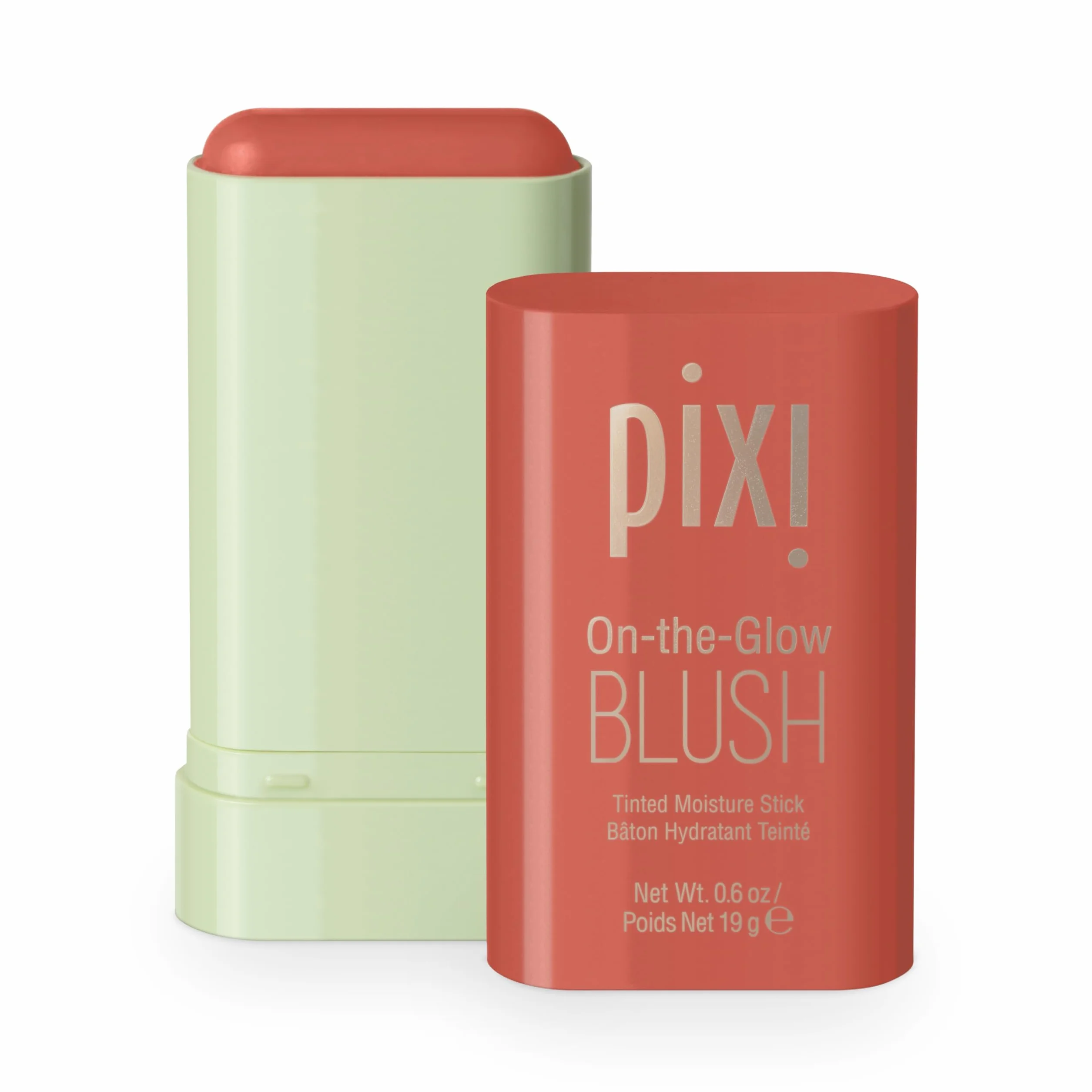 Pixi On-The-Glow Blush - soczysty, nawilżający, przyciemniany, wilgotny rumieniec w sztyfcie z żeń-szeniem, aloesem i ekstraktami owocowymi, na policzki i usta, 19 g, 17 g, bez parabenów