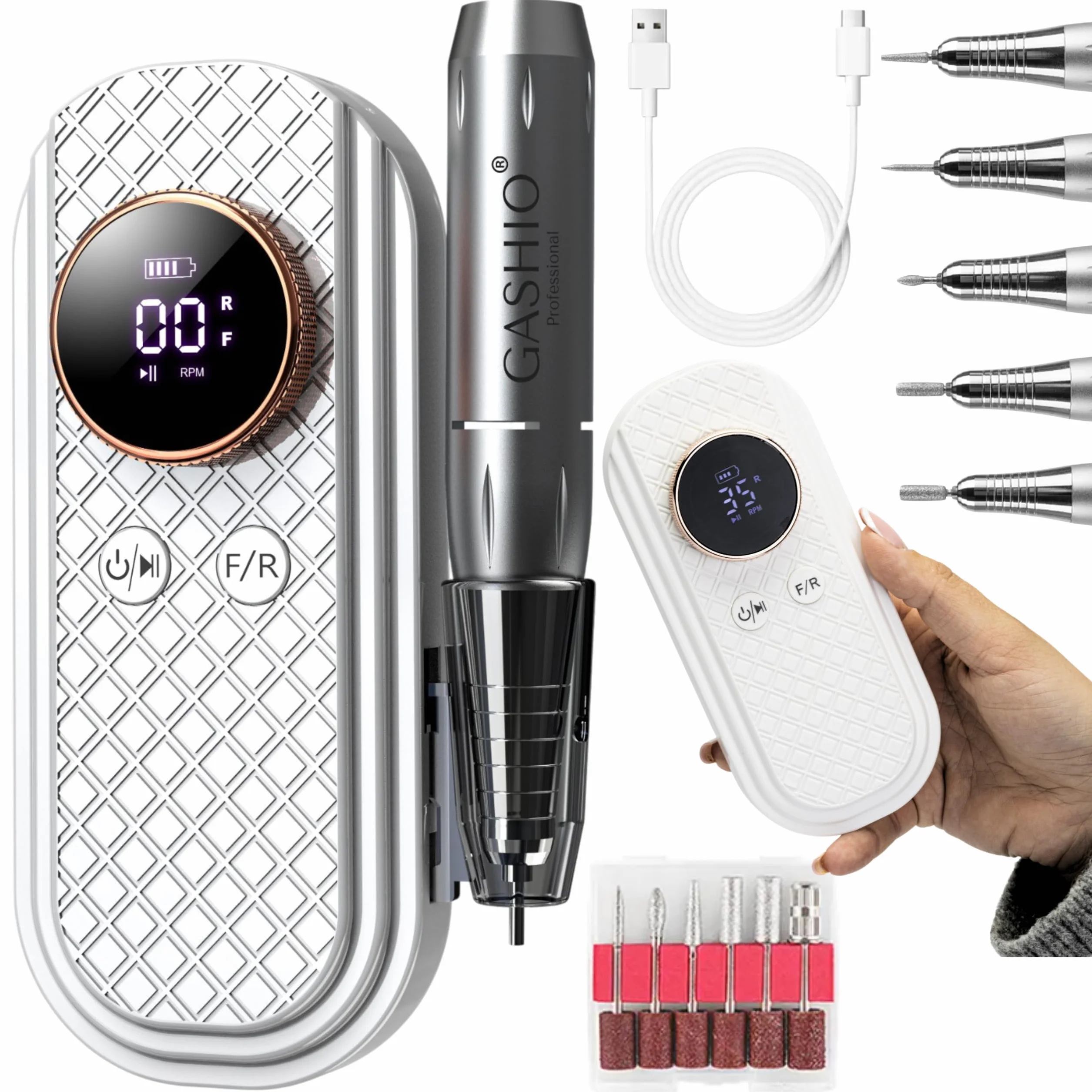Bezprzewodowa frezarka do paznokci, zestaw do manicure, pedicure, 50 W, elektryczny pilnik do paznokci, frezarka do paznokci żelowych, frezarka do paznokci żelowych, maszyna do paznokci 35 000