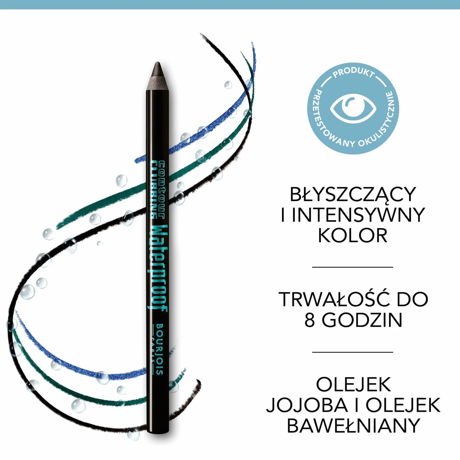 Bourjois Contour Clubbing Waterproof Kredka do Oczu, 48 Atomic Black, 1.2 g