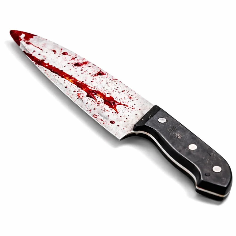 Costumed Łudząco prawdziwy sztuczny nóż z krwią ok. 34 cm jako dodatek - Halloween i karnawał - do kostiumu z horroru