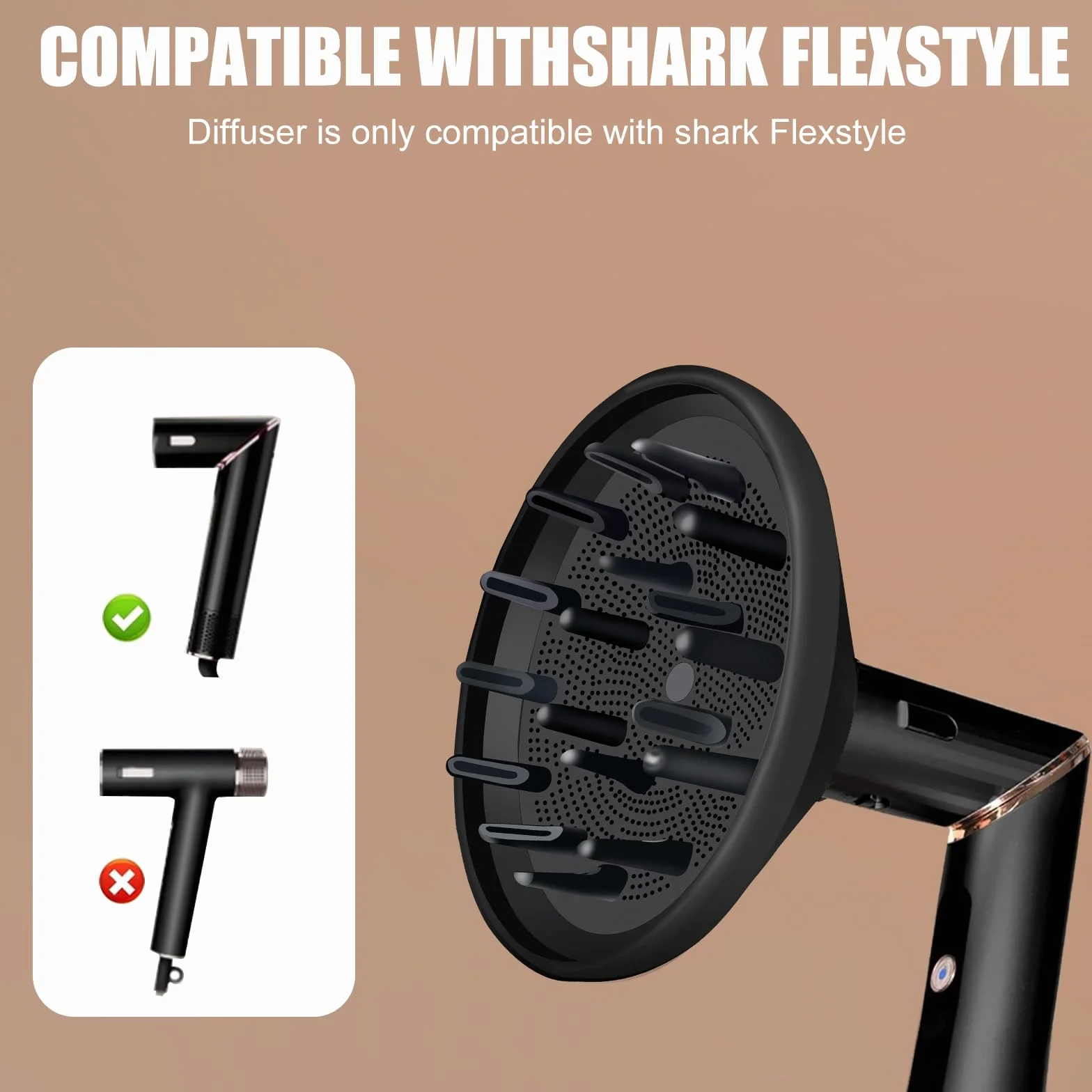 Nasadka dyfuzora kompatybilna z suszarką do włosów Shark FlexStyle, ulepszanie naturalnych loków, narzędzie do stylizacji, idealne do falowanych włosów z kręconymi włosami, czarna