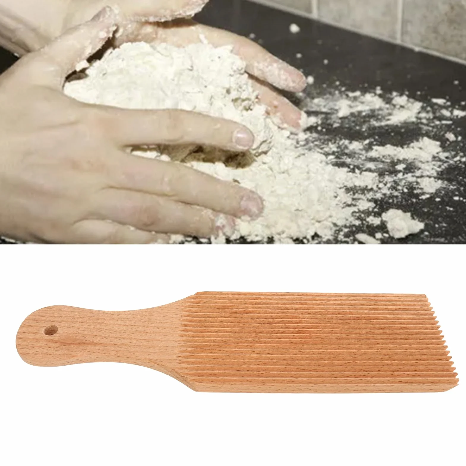 Deska do Gnocchi, Bukowa Deska do Makaronu Wałek do Gnocchi Kształtka do Makaronu Narzędzia Akcesoria do Makaronu