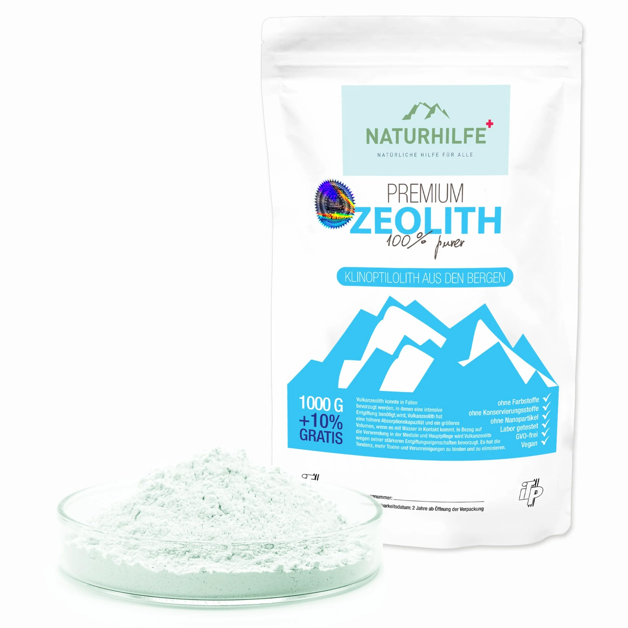 Zeolit w proszku 1100 g - Bentonit sodowy, glinka mineralna do detoksu