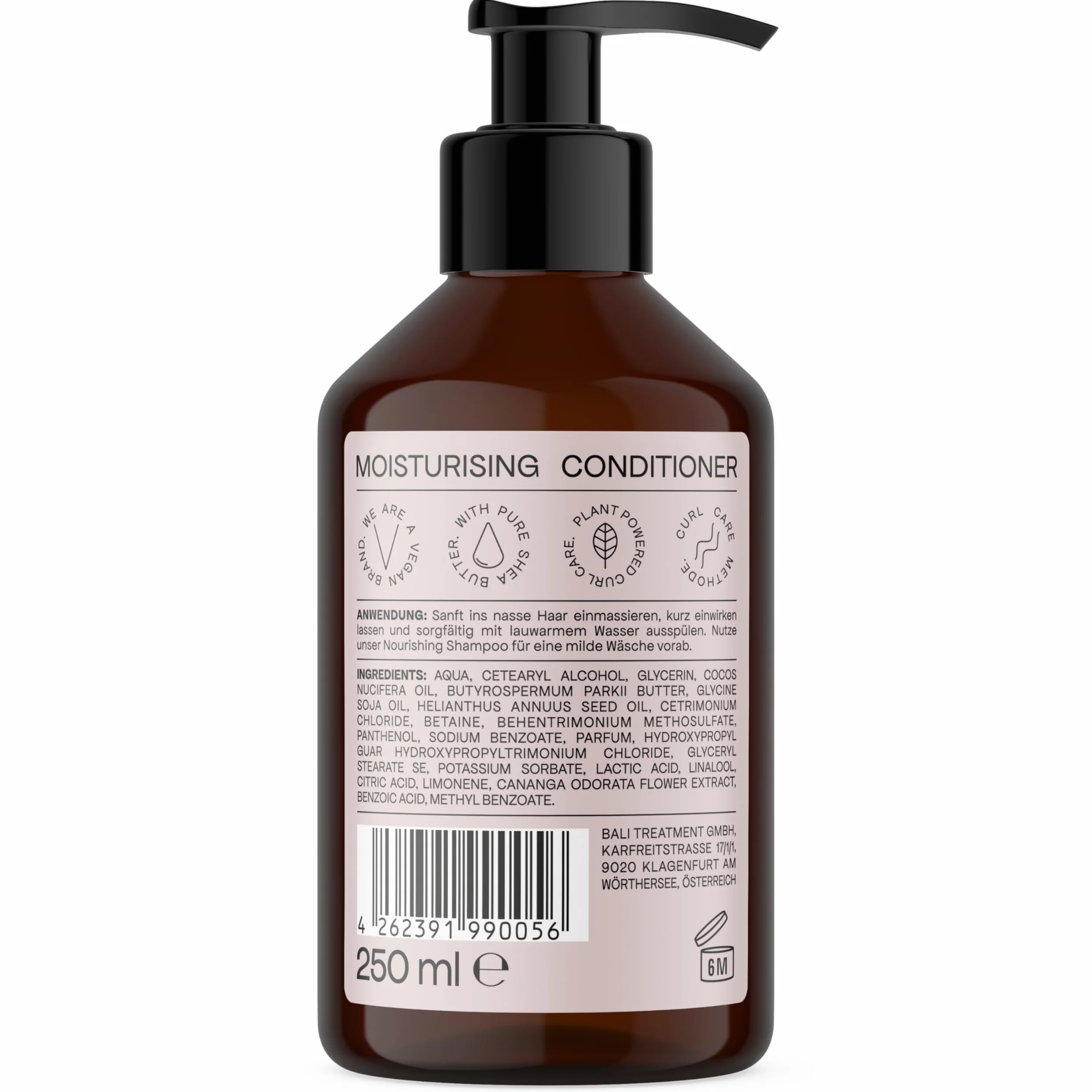Bali Curls nawilżająca odżywka - nawilżająca odżywka z masłem shea, olejem kokosowym i ekstraktem z ylang-ylangu do naturalnych loków, wegańska odżywka do włosów suchych - 250 ml