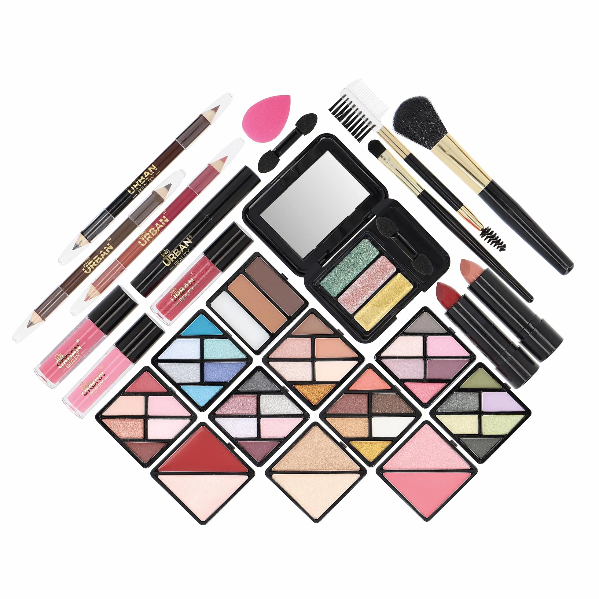 Wegański Makijaż Pudełko na Kosmetyki Love Urban Beauty Luxe Gold Touch Zestaw Upominkowy Podróżny 73 szt