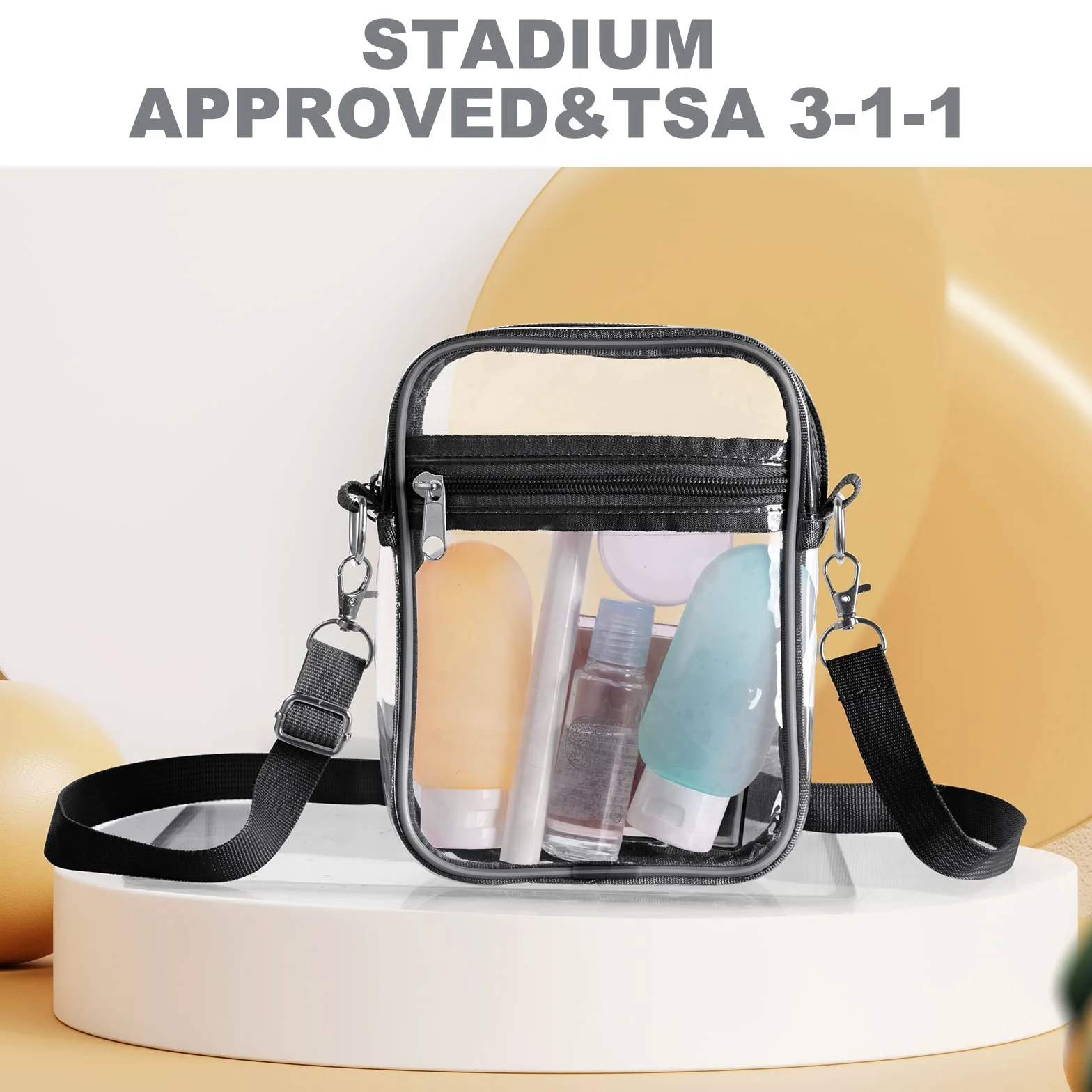 Aucuu Przezroczysta torba crossbody, zatwierdzona przez stadion, przezroczysta torebka z regulowanym paskiem na ramię, torby kurierskie, przezroczysta torba