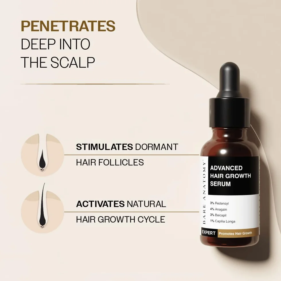 Bare Anatomy Zaawansowane serum na porost włosów 3% Redensyl 4% ponownie 3% baicapil rozmaryn biotyna