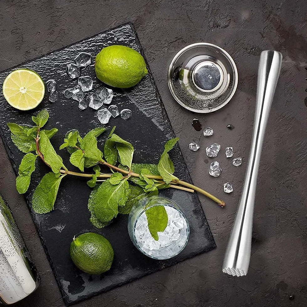 Tłuczek do koktajli ze stali nierdzewnej, tłuczek do koktajli, do przygotowywania puree koktajlowego z naturalnej mięty, limonki i owoców cytrusowych (26 cm)