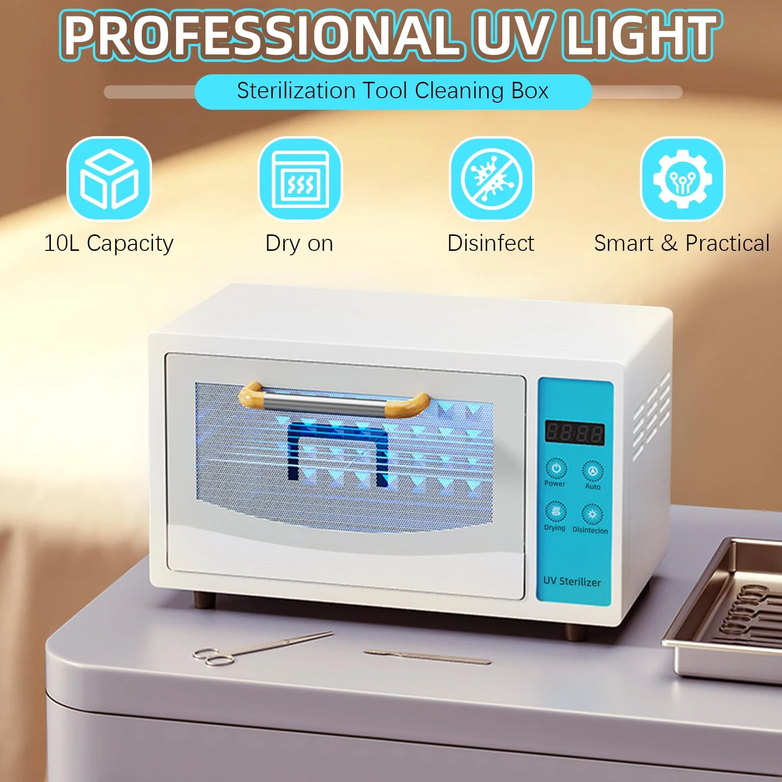 Sterylizator UV na gorące powietrze, 10 l, sterylizator UV, duży sterylizator do narzędzi do paznokci, wielofunkcyjny sterylizator do narzędzi do paznokci, sterylizator w wysokiej temperaturze, szafka