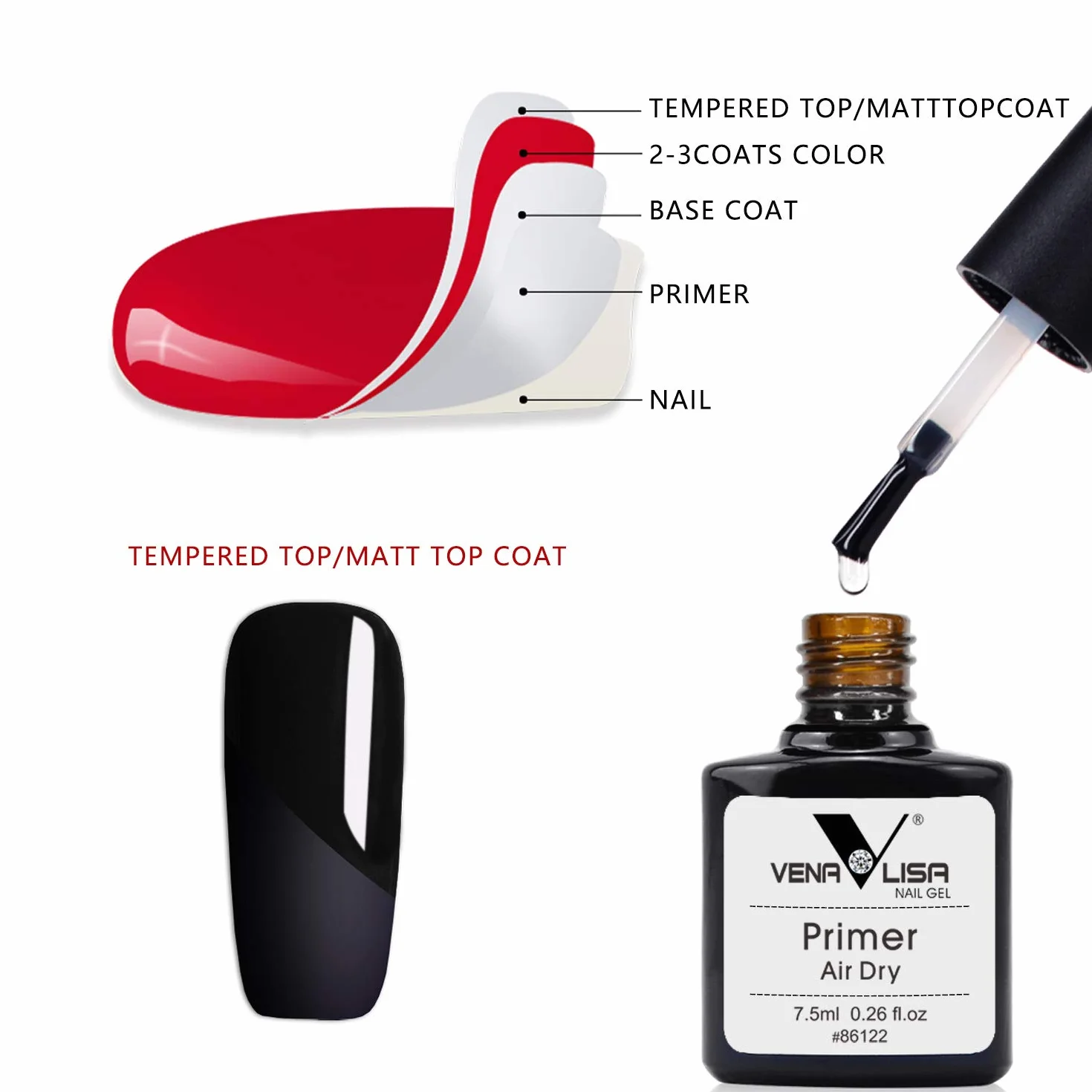 VENALISA Base and Top Coat with Nail Primer Gel lakier do paznokci, zestaw lakierów do paznokci, długotrwały, bez wycierania, utwardzany top coat shiny soak off UV LED Gel Polish (Need Curing Under UV