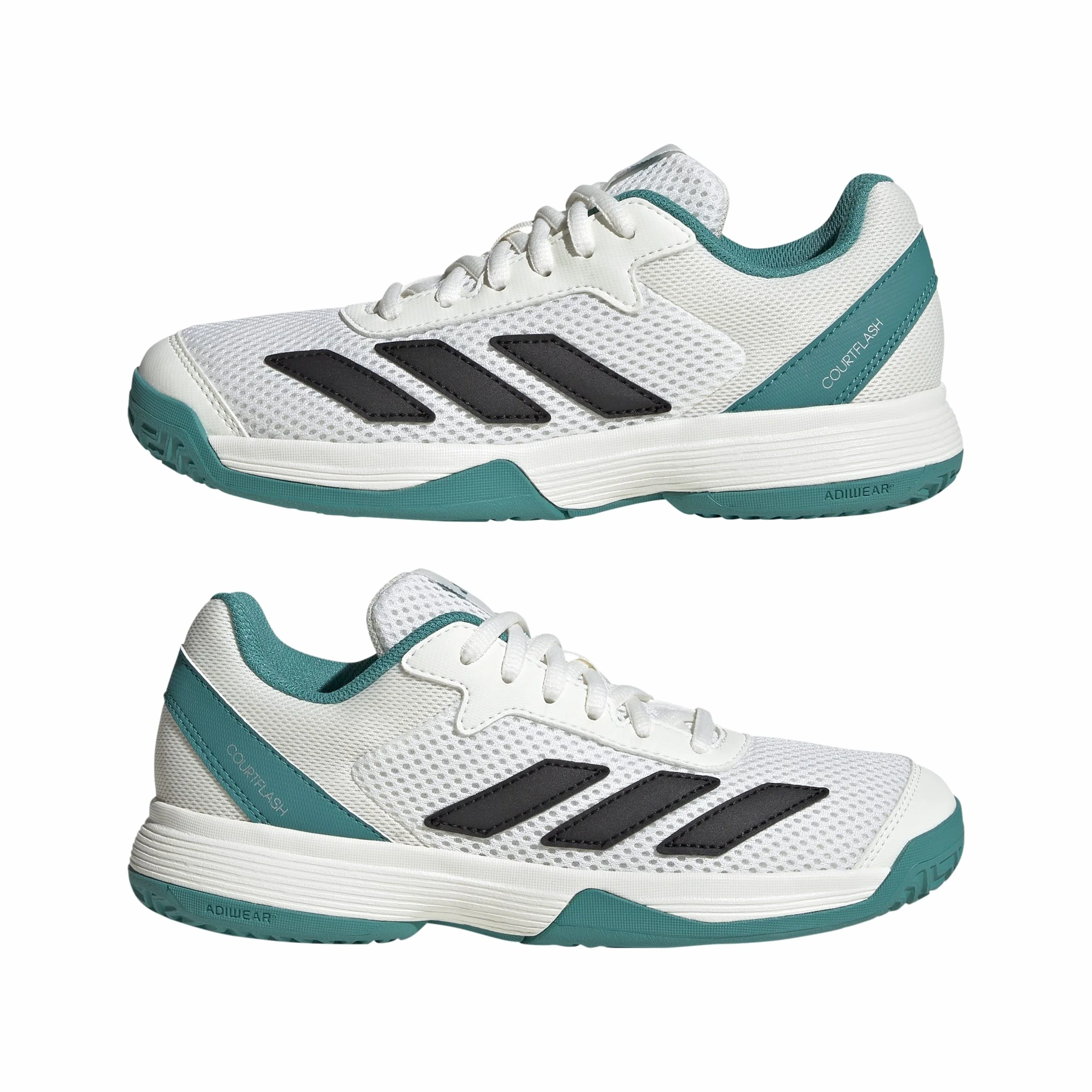 adidas Uniseks - dzieci Courtflash Kids Tennis Shoes, Cloud White/Pure Teal/Off White, 38 2/3 EU
