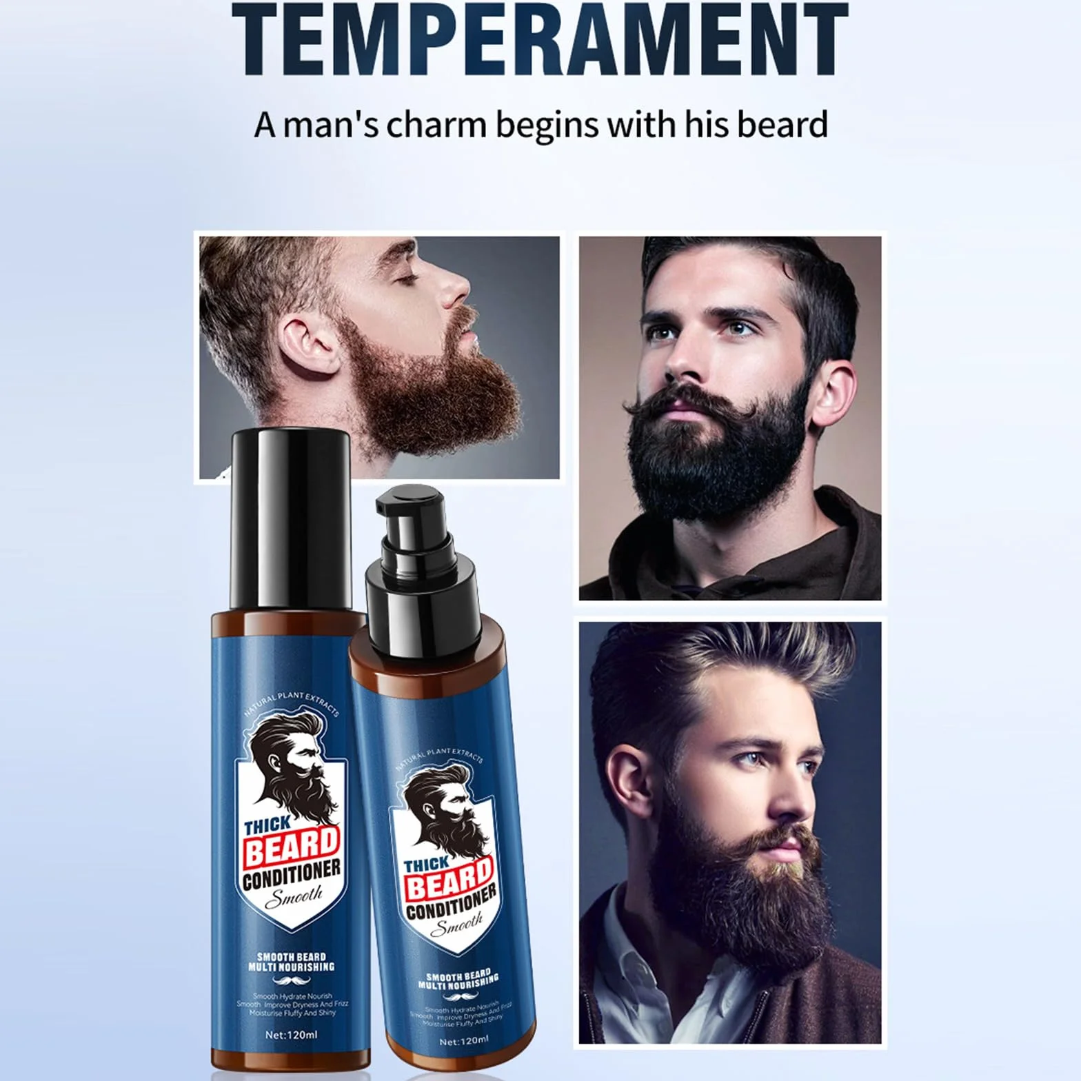 Beard odżywka do brody z olejkiem arganowym, naturalna odżywka do brody, do miękkiej, zadbanej brody, pielęgnuje suche włosy, wegańska, wzmacnia brodę i redukuje rozdwajanie końcówek