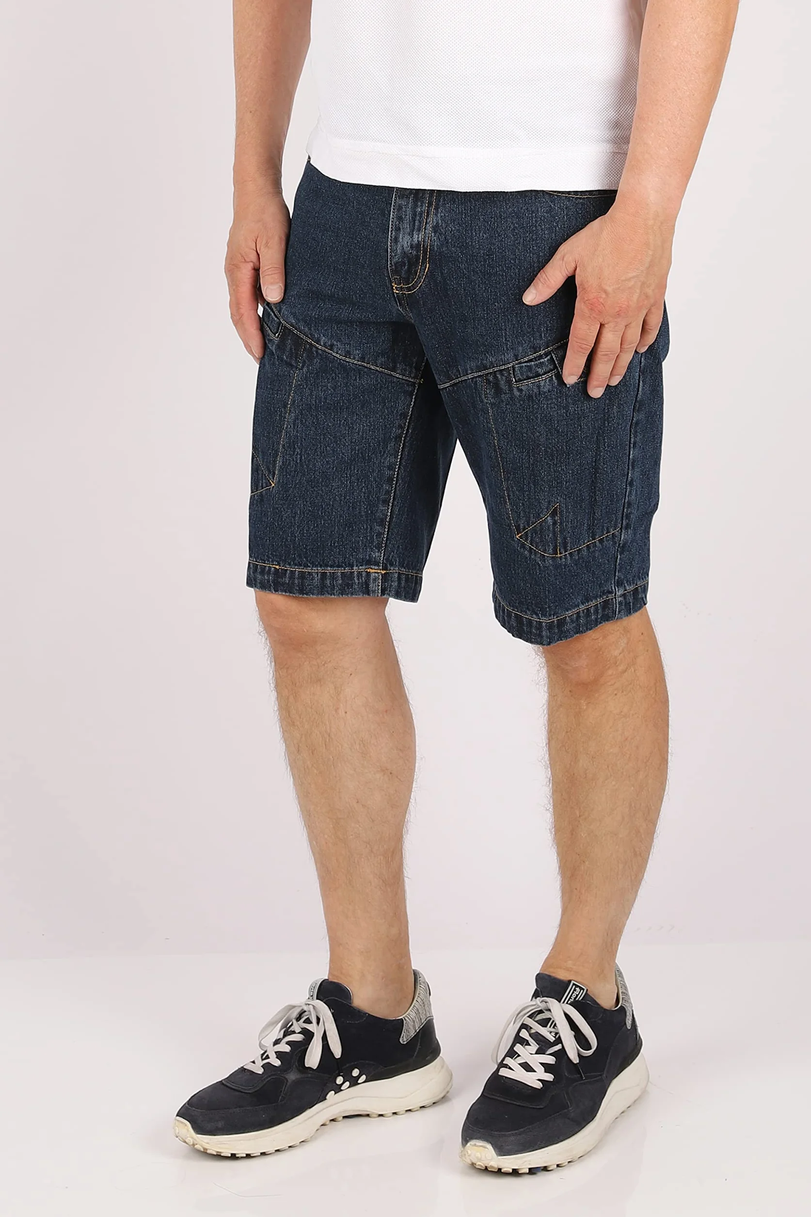 Schuerzenfabrik Męskie krótkie spodenki jeansowe z 5 kieszeniami, również jako dżinsy cargo, szorty 100% bawełna, 2 kolory, 2 modele