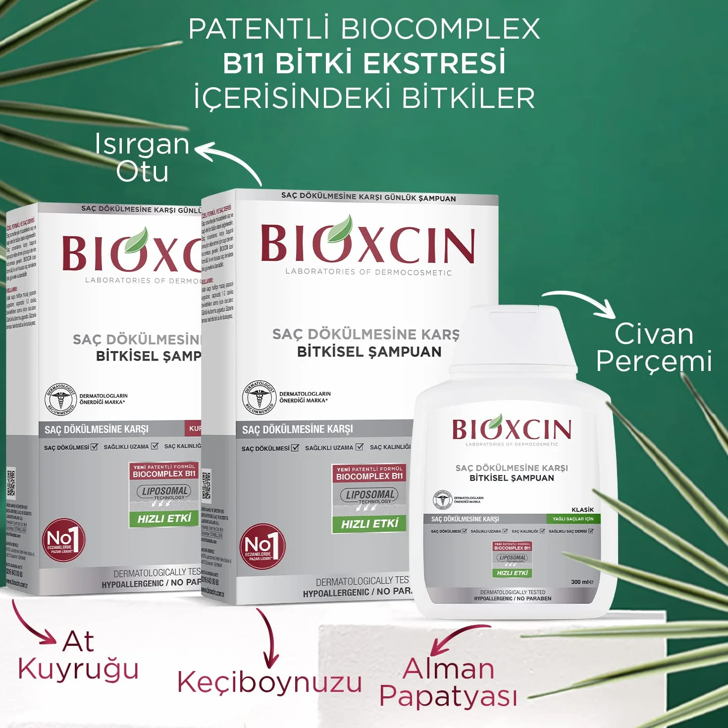 Bioxcin Szampon przeciw wypadaniu włosów przetłuszczających się (300 ml) – roślinny szampon przeciwzmarszczkowy z BIOCOMPLEX B11 i liposomami dla gęstszych włosów i mniejszego wypadania włosów