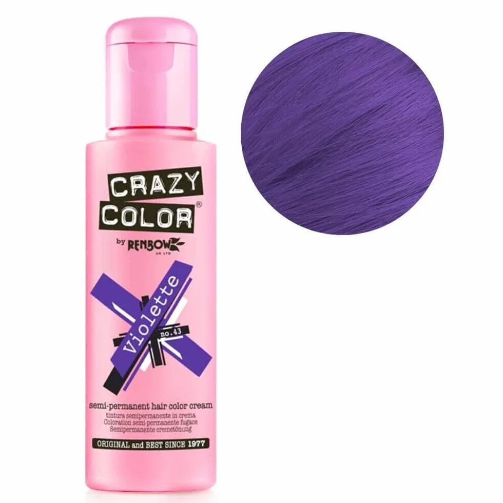 Renbow Crazy Color Semi-Permanent Hair Color Dye fioletowy 43-100 ml, 1 opakowanie (1 x 115 g)