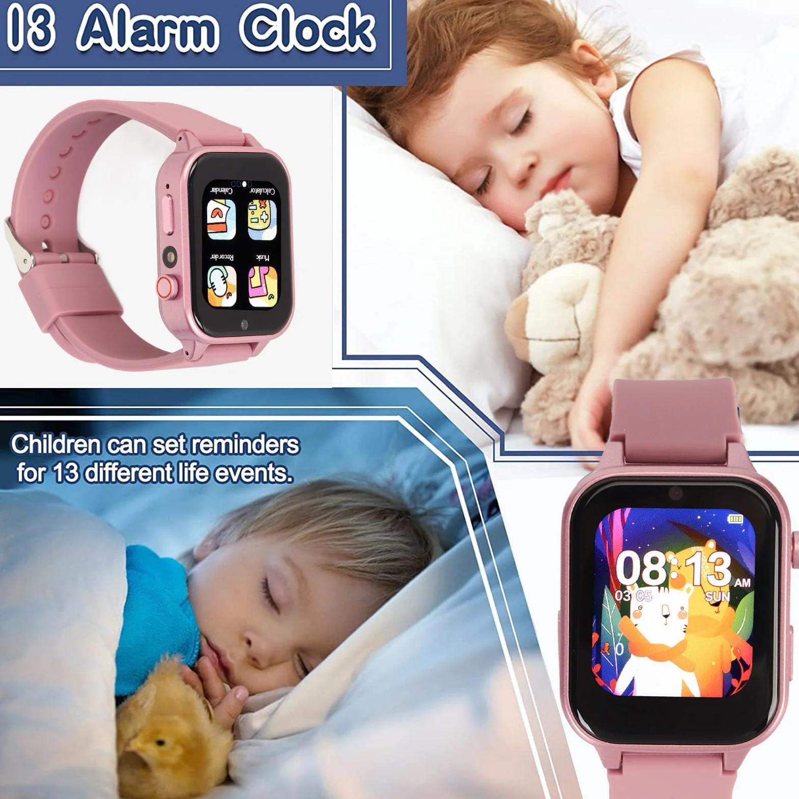 Inteligentny zegarek HD Smart Watch dla dzieci, zabawka dla chłopców 4-12 lat, gry, MP3, budzik, krokomierz, kalkulator, kalendarz, edukacyjne prezenty
