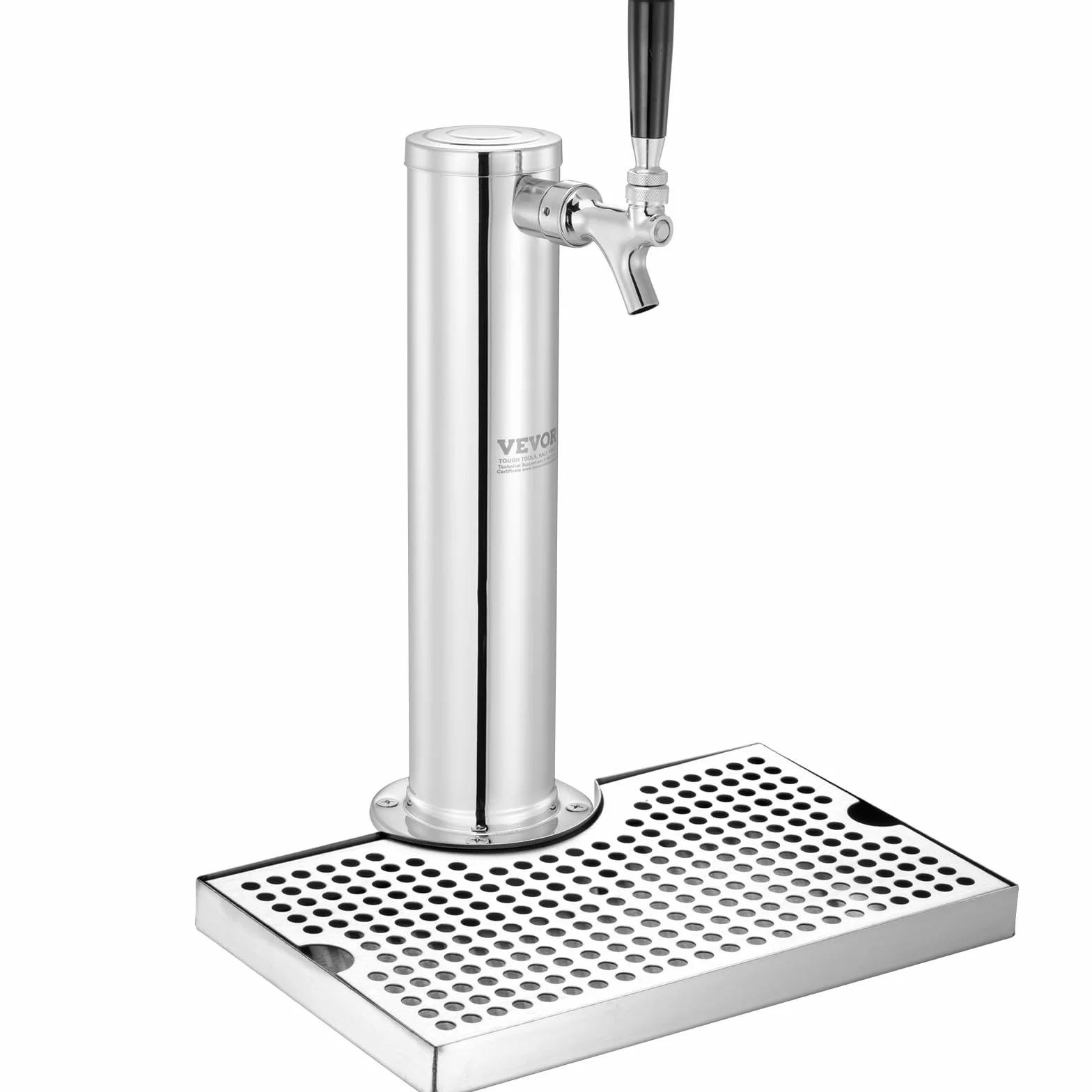 VEVOR Kegerator zestaw do konwersji piwa, pojedynczy kranik do piwa, nalewak do wieży piwnej ze stali nierdzewnej z podwójnym urządzeniem pomiarowym W21.8 i sprzęgłem beczkowym systemu A, tacka