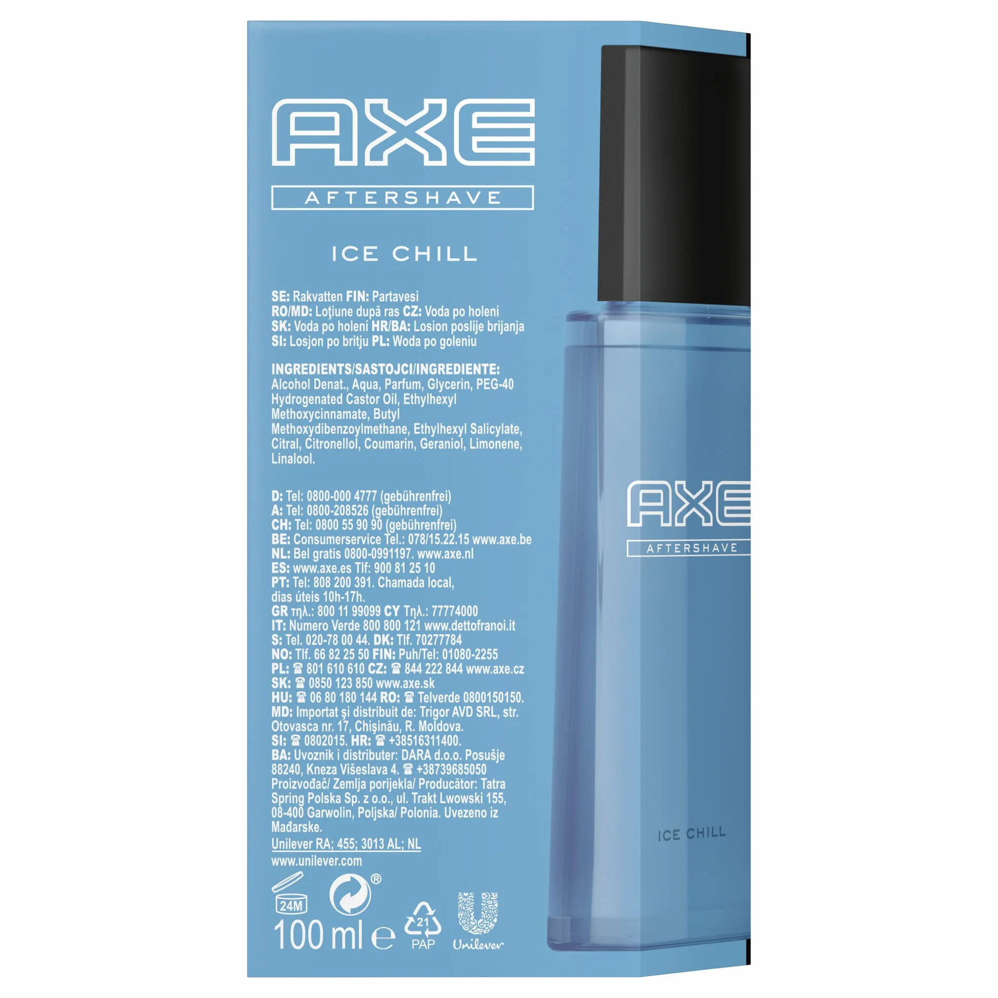 Axe Aftershave Ice Chill dla mężczyzn o zimnym zapachu 100 ml 1 sztuka