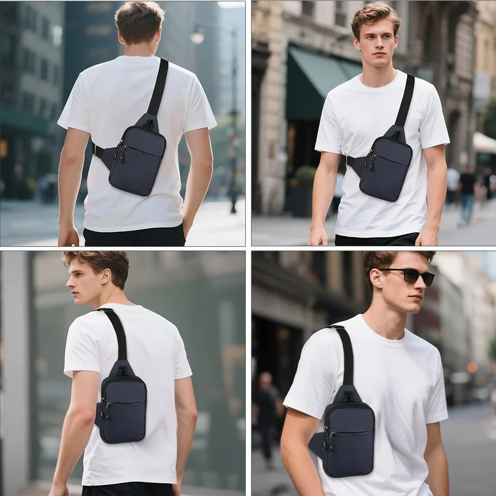 HOTUT Mała torba na ramię, wodoodporna torba na klatkę piersiową dla mężczyzn i kobiet, mini plecak na ramię crossbody z zamkiem błyskawicznym i regulowanym paskiem do podróży, wędrówek, jazdy na
