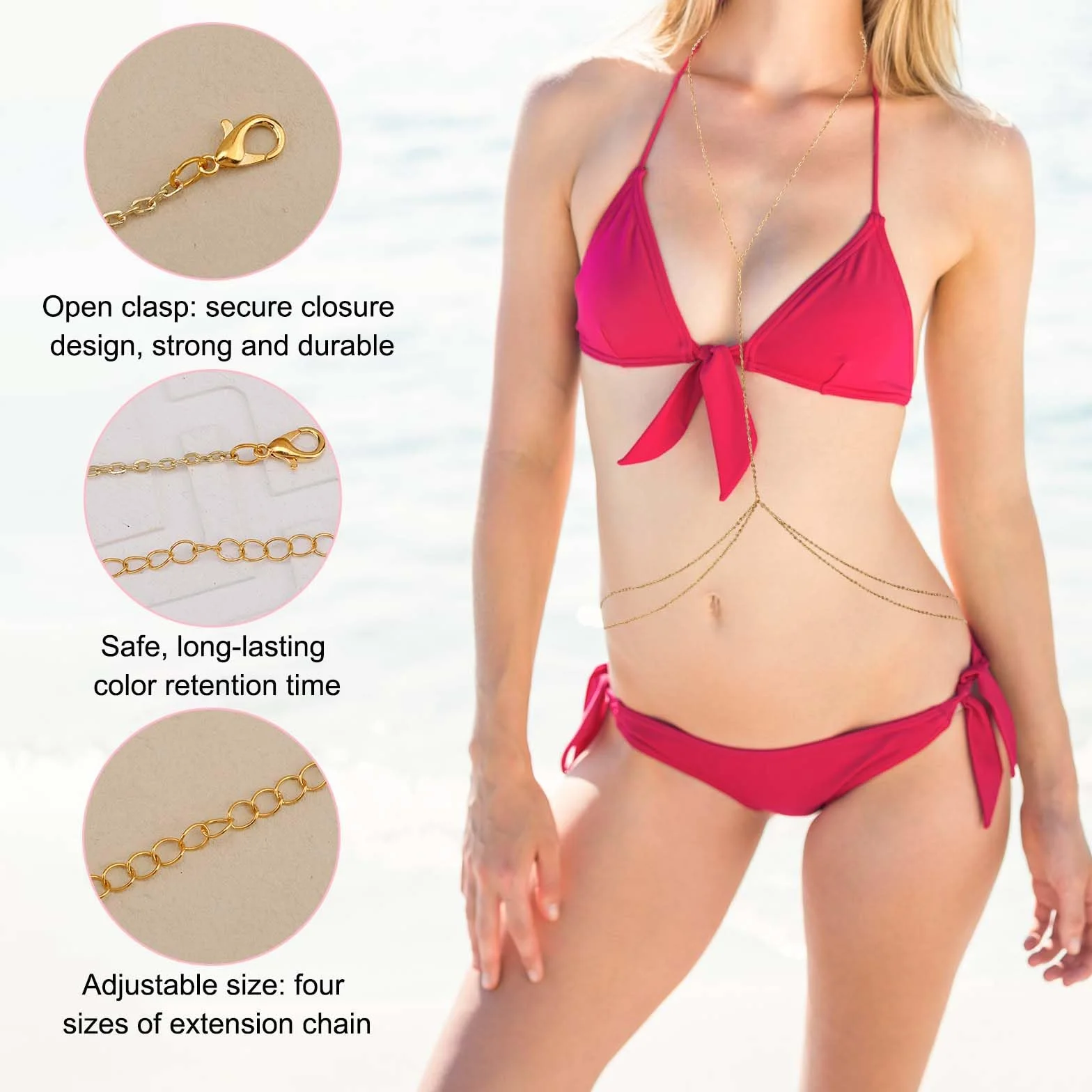 Mikovivi Złote Łańcuszki na Ciało, Seksowne Łańcuch na Talię Brzuch Biżuteria Biustonosz Bikini dla Kobiet Impreza Plażowa Bikini Bal Maturalny Akcesoria do Klubu Nocnego
