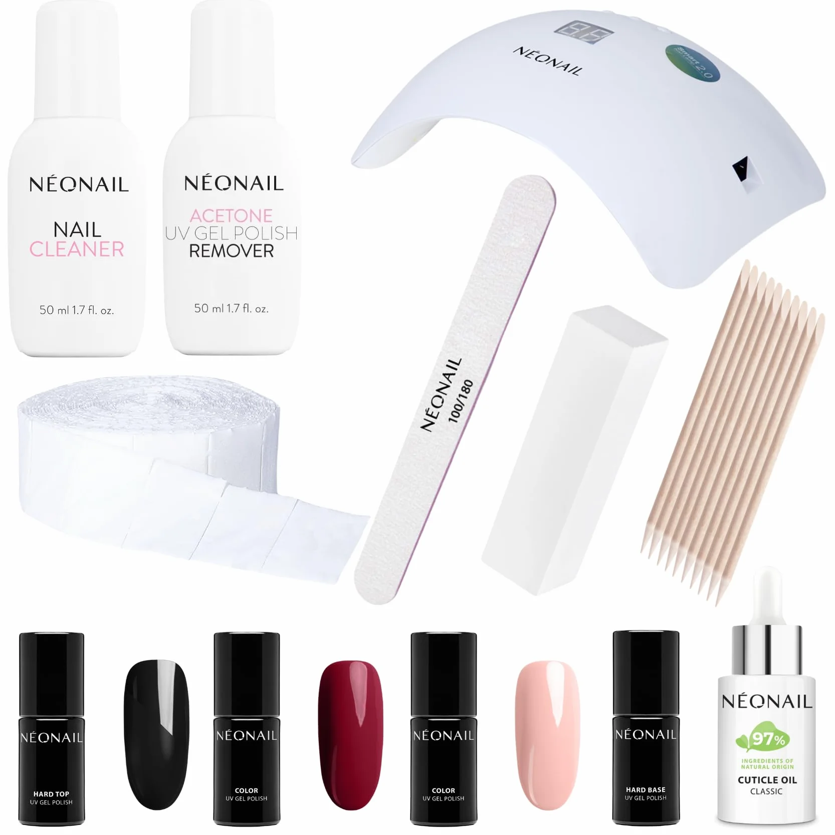 NÉONAIL Zestaw startowy do manicure hybrydowego z lampą LED UV 22W/48