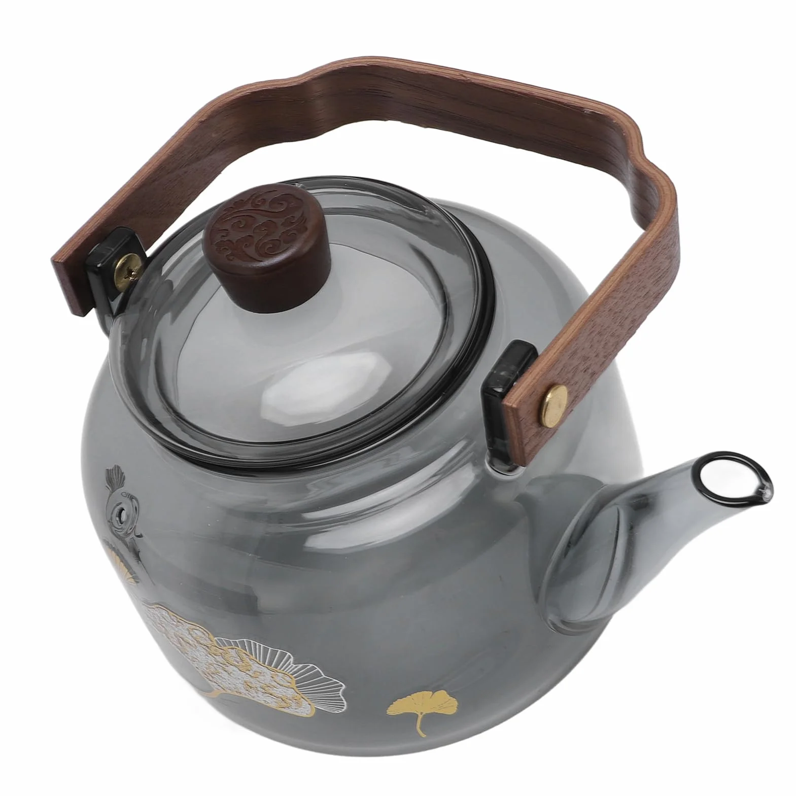 Szklany Czajniczka z Wyjmowanymi Infuzorami 900 Ml Wysoka Borokrzewnik Kuchenna Bezpieczna Herbata Kettle Drewniana Rączka przezroczystą pokrywkę, na luźną herbatę, Kemping Produku
