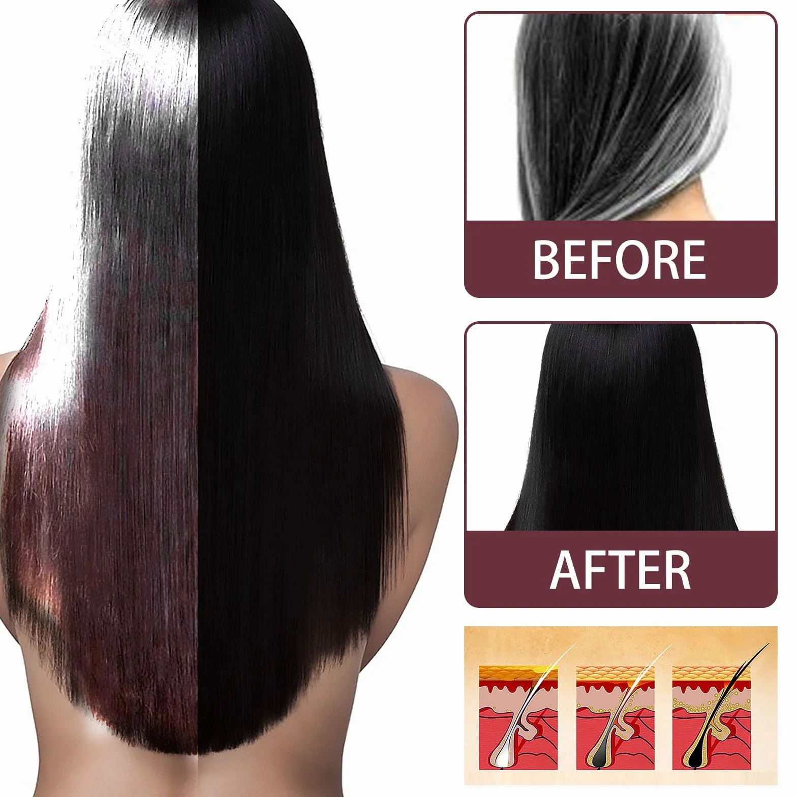 Herbal Gray Hair Spray, ciemna odżywka, ziołowy lakier do włosów siwych włosów, wspomaga naturalny ciemniejszy wygląd, wzmacnia pielęgnację (3 szt.)