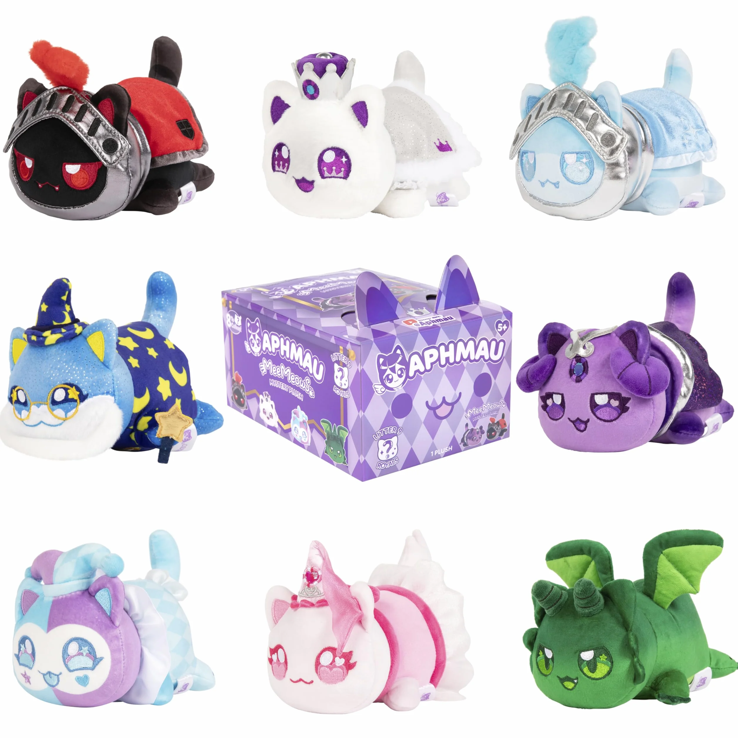 Aphmau MeeMeows Mystery Plush Royals Litter 9 Kolekcjonerskie miękkie zabawki Kolekcja Royals YouTube zabawki 8 do kolekcjonowania